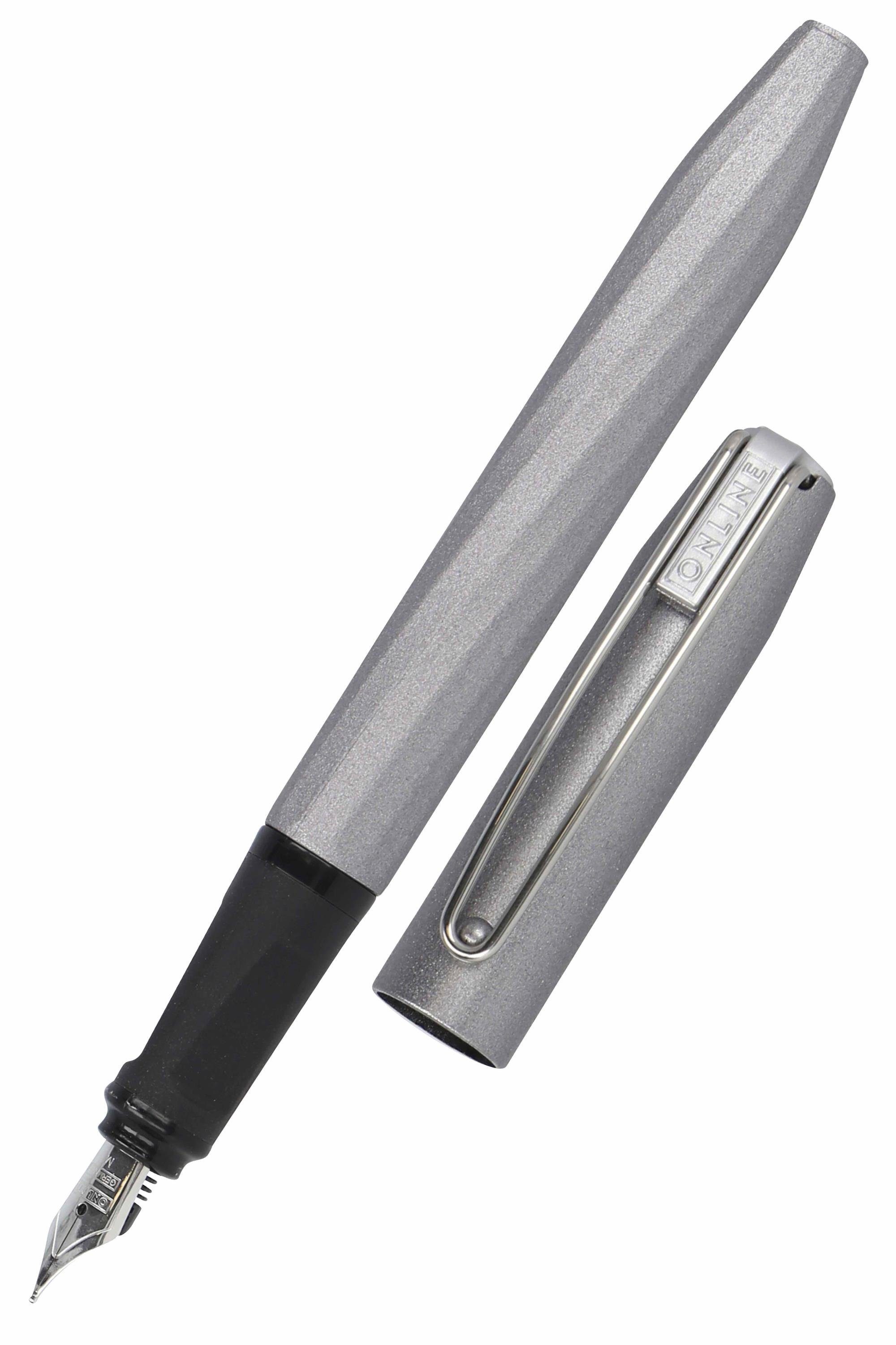 Schule, ergonomisch, Füller inkl. für Grau Slope, ideal Pen Tintenpatrone die Online