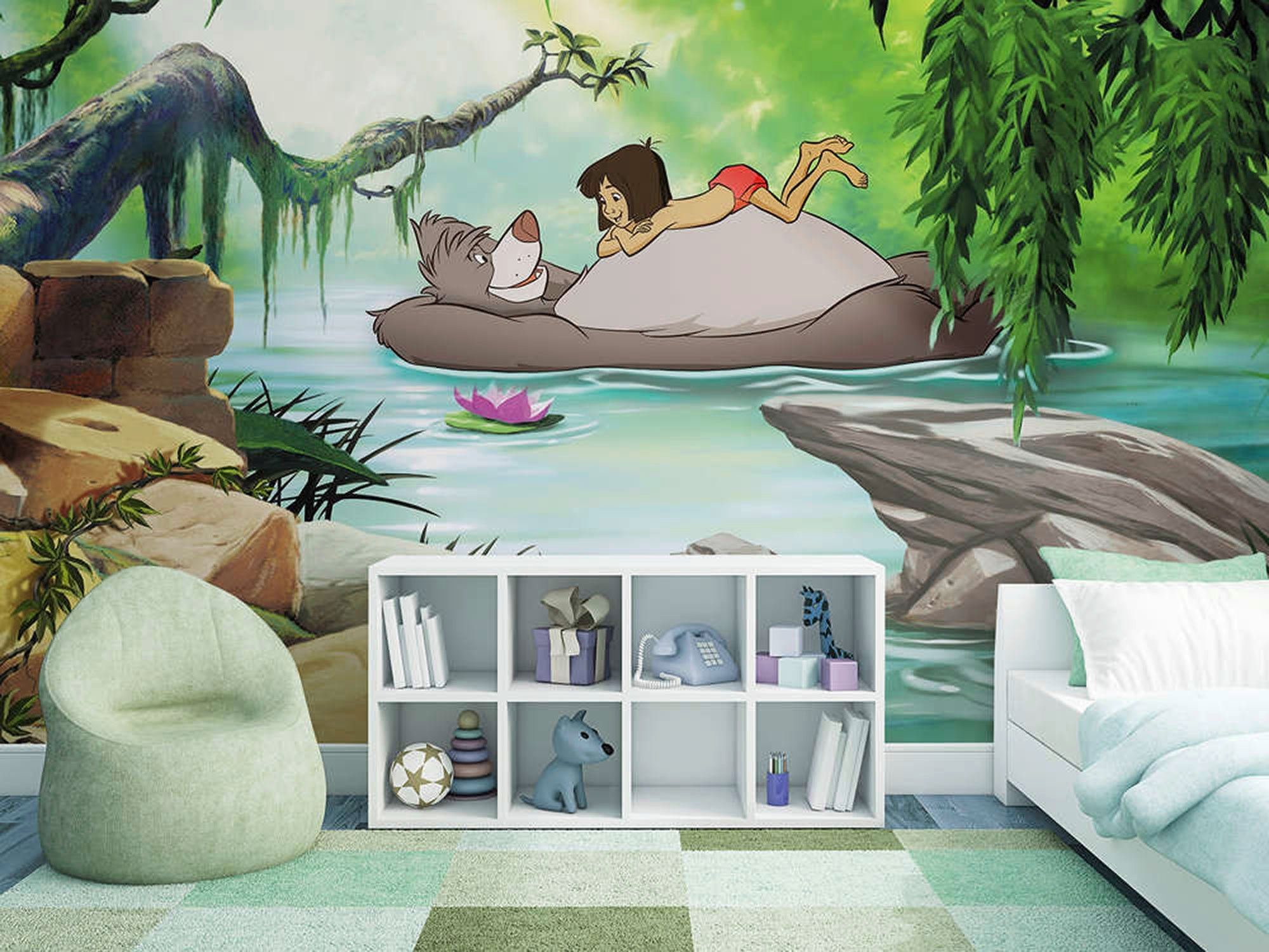 Komar Fototapete Jungle book swimming with Baloo, (Packung, 1 St), 368x254  cm (Breite x Höhe)