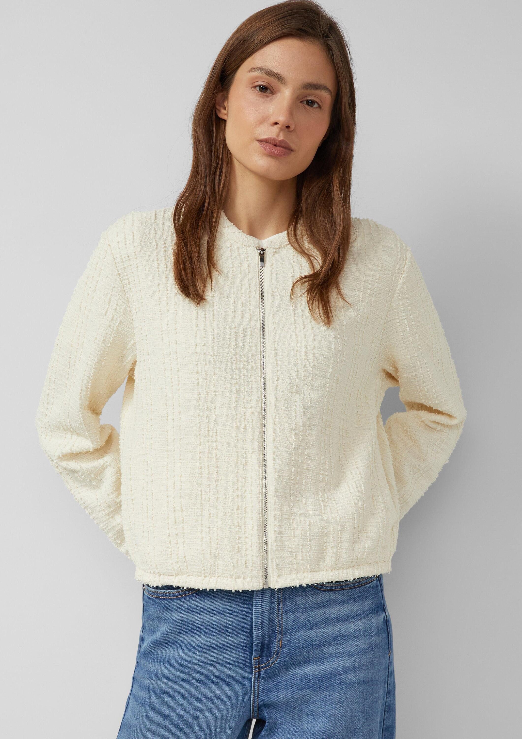 s.Oliver Sweatjacke Sweatshirt Jacke Strukturierte Sweatshirt-Jacke mit Taschen
