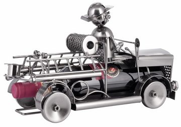 BRUBAKER Weinflaschenhalter Feuerwehrauto Flaschenhalter, (inklusive Grußkarte), Metall Skulptur, Wein Geschenk