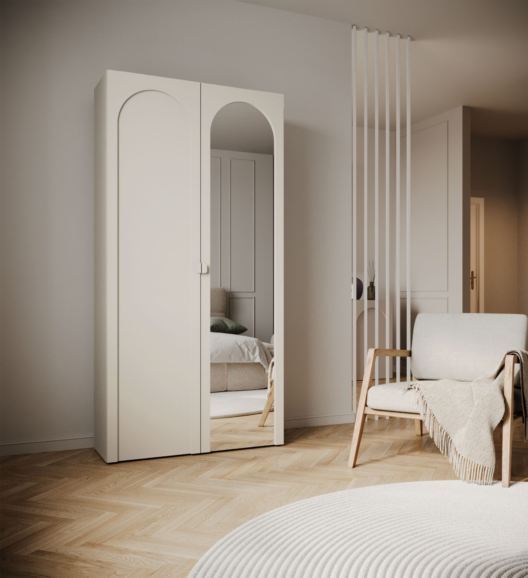 Selsey Kleiderschrank ARKADIA Schrank in Kaschmirgrau matt, mit/ohne Spiegel, 100 oder 150 cm