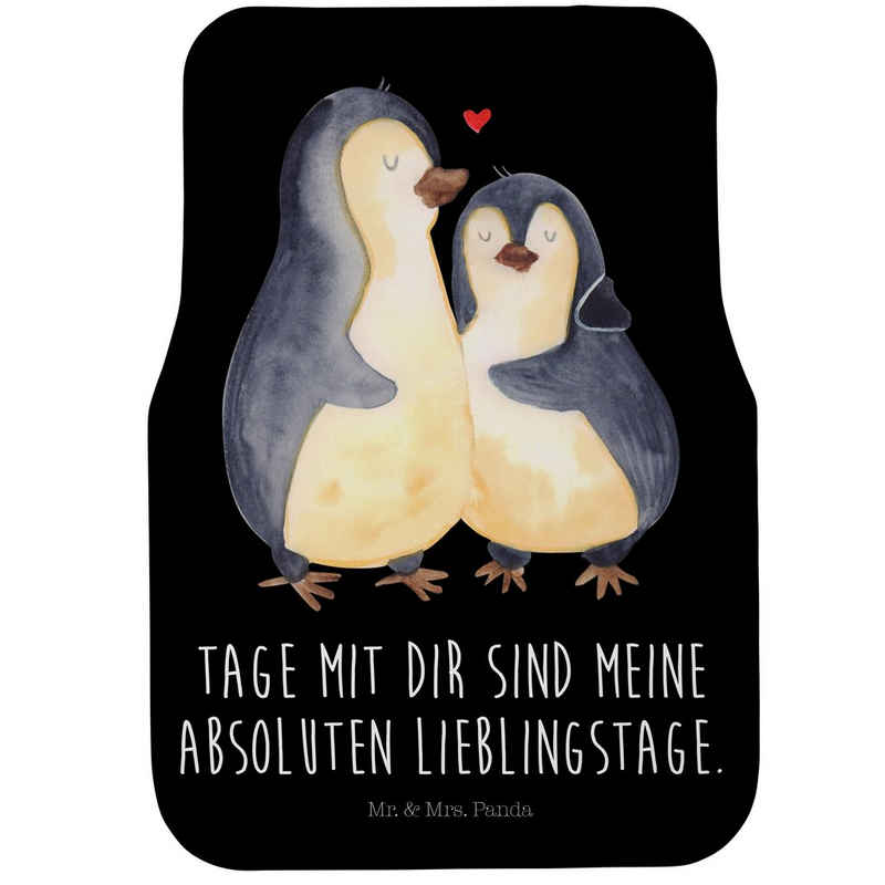 Fußmatte Pinguin umarmen - Schwarz - Geschenk, Liebesgeschenk, Autofußmatten, Mr. & Mrs. Panda, Höhe: 0.5 mm