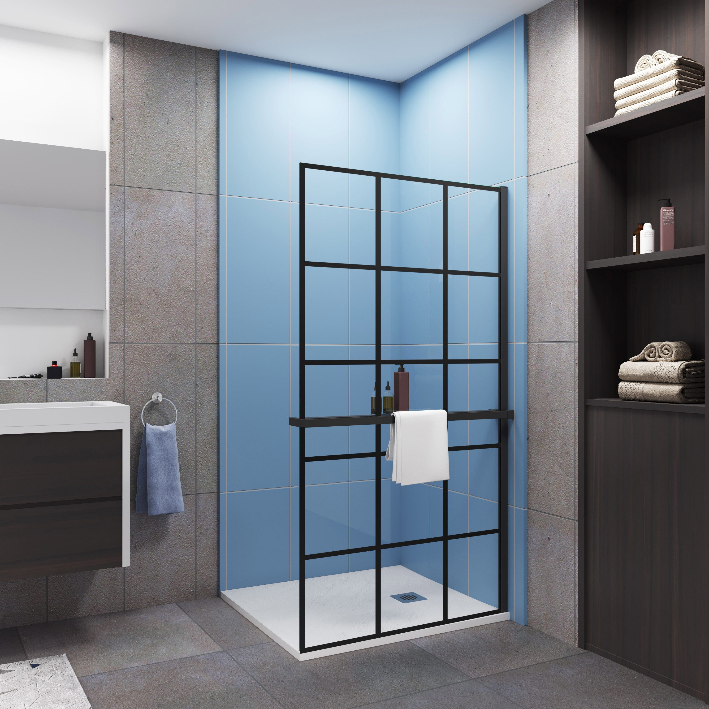 duschspa Walk-in-Dusche Walk in Dushce 8mm ESG Duschabtrennung Ablage Regelmäßige Streifen, Einscheibensicherheitsglas, (Set), 8mm Nano ESG, Höhe 200cm