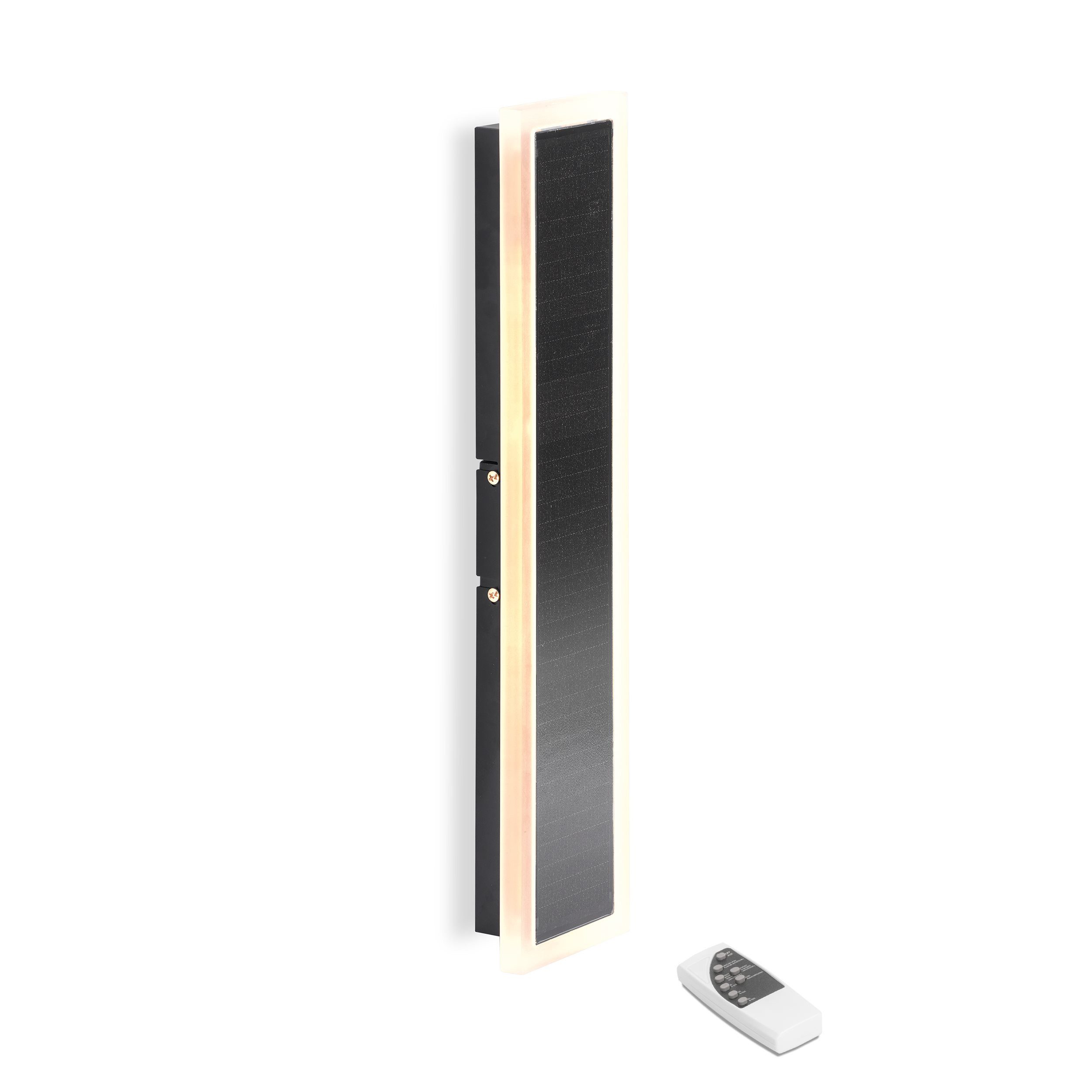 esotec LED Außen-Wandleuchte Solar Wandleuchte Smart Light, Fernbedienung CCT 580 LEDs außen 102652, 3 Lichtfarben einstellbar, automatisch EIN/AUS: ja, LED fest integriert, warmweiß, kaltweiß, tageslichtweiß, Fernbedienung, Solar, spritzwassergeschützt, wetterfest, winterfest