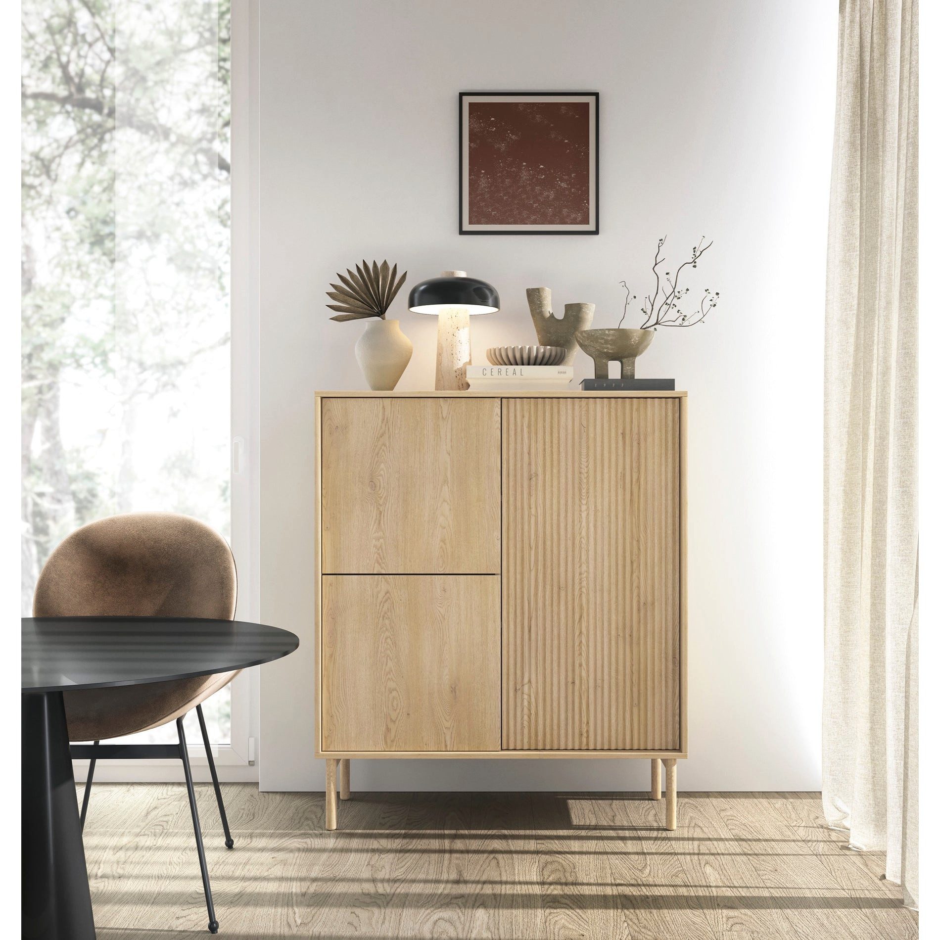 Selsey Highboard TAVO, Highboard 3-türig, Cremona Eiche, 103 cm