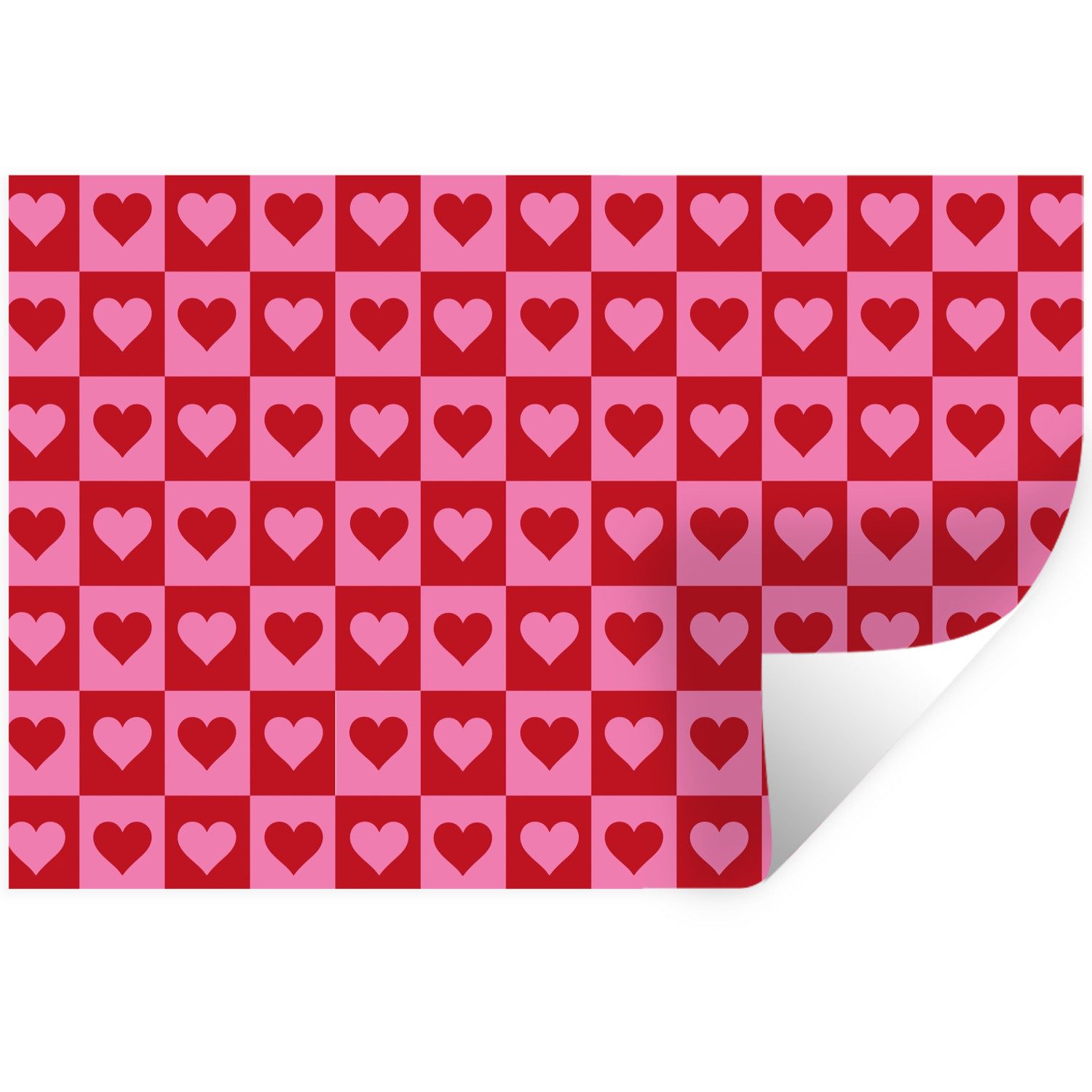 MuchoWow Wandsticker Rot - Rosa - Schachbrett - Valentinstag (1 St), Wanddeko, Aufkleber, Wandtattoo, 120x80 cm