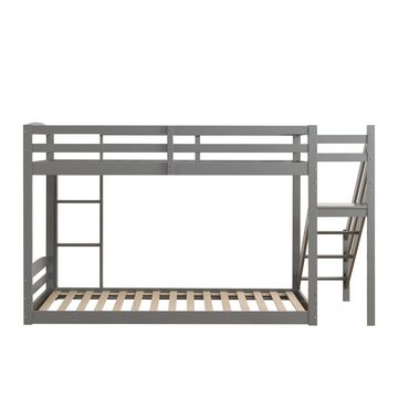 Ulife Kinderbett Etagenbett mit zwei Sicherheitstreppen, Massivholz, 90×200 cm