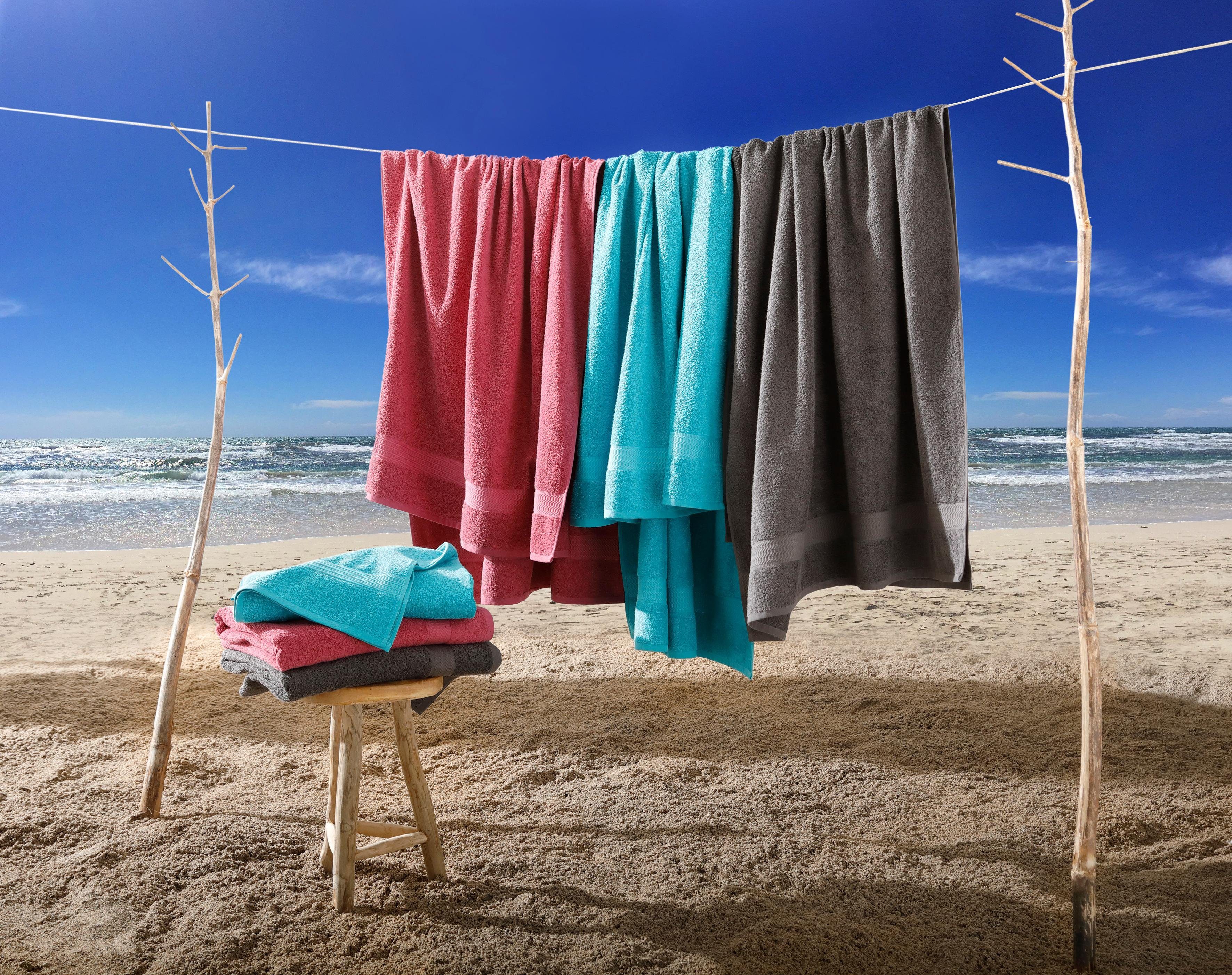my home Strandtücher Juna, Set anthrazit und 100% Serie, als Baumwolle Uni-Farben, Badetuch, Walkfrottee (2-St), Handtuch-Set