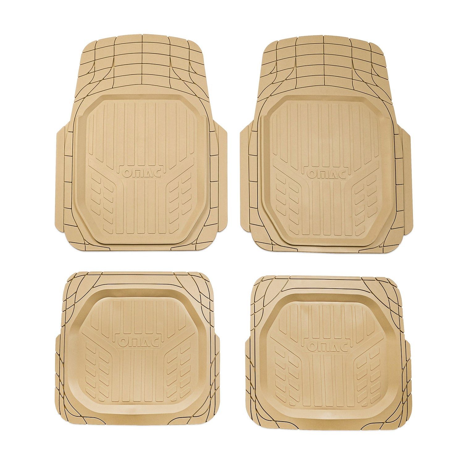 OMAC Auto-Fußmatten für Universal Zuschneidbar Gummimatten Beige 4 tlg (4 St), für Autos Autos, Antirutsch,Wasserfest,Einfache Installation