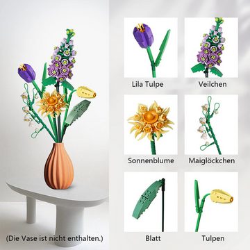 Kunstblumenstrauß Baustein Set, DIY künstliche Blume 534 dekorative Geschenke, Welikera