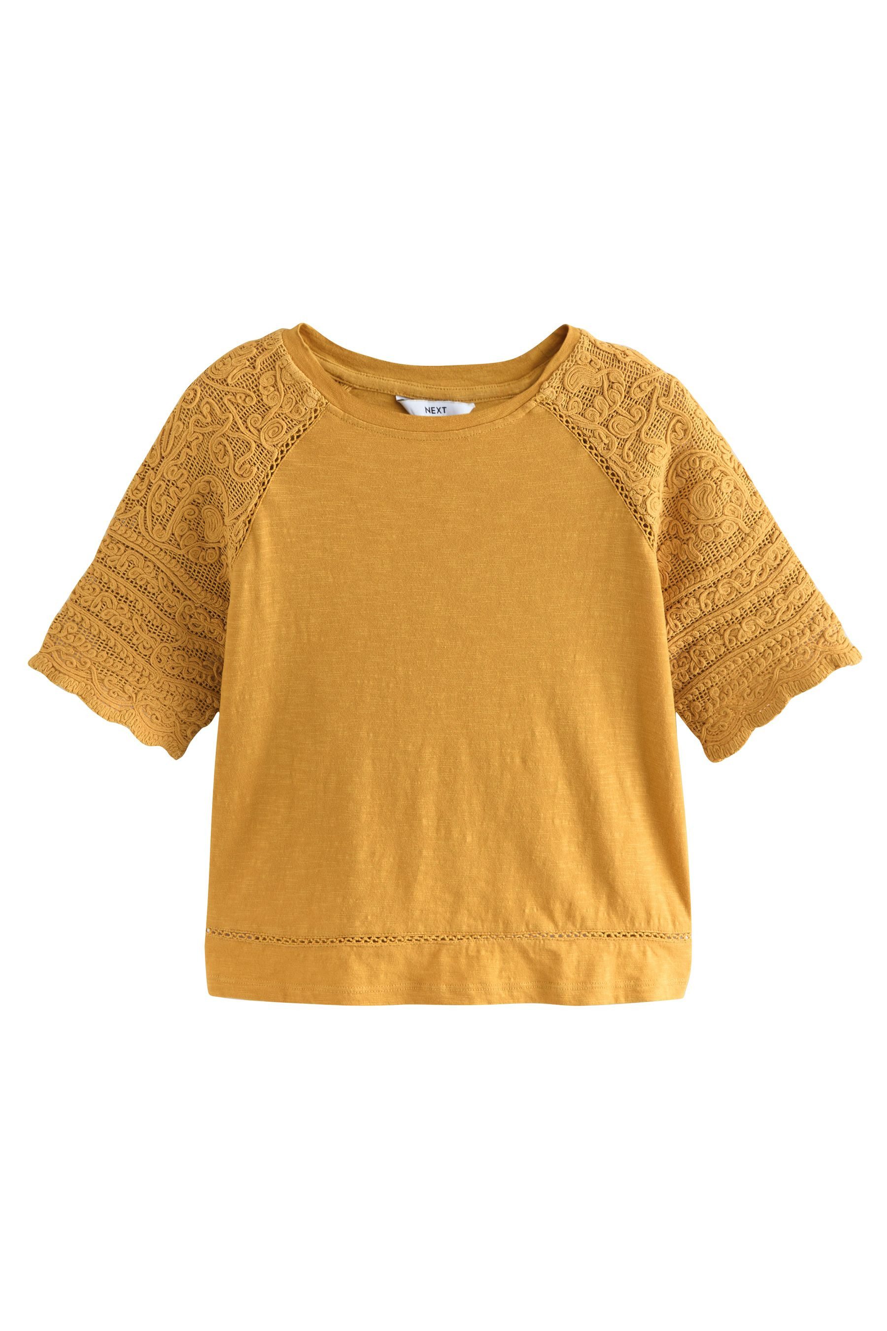 Next T-Shirt Kurzarm-T-Shirt mit Häkeldetail aus günstig online kaufen
