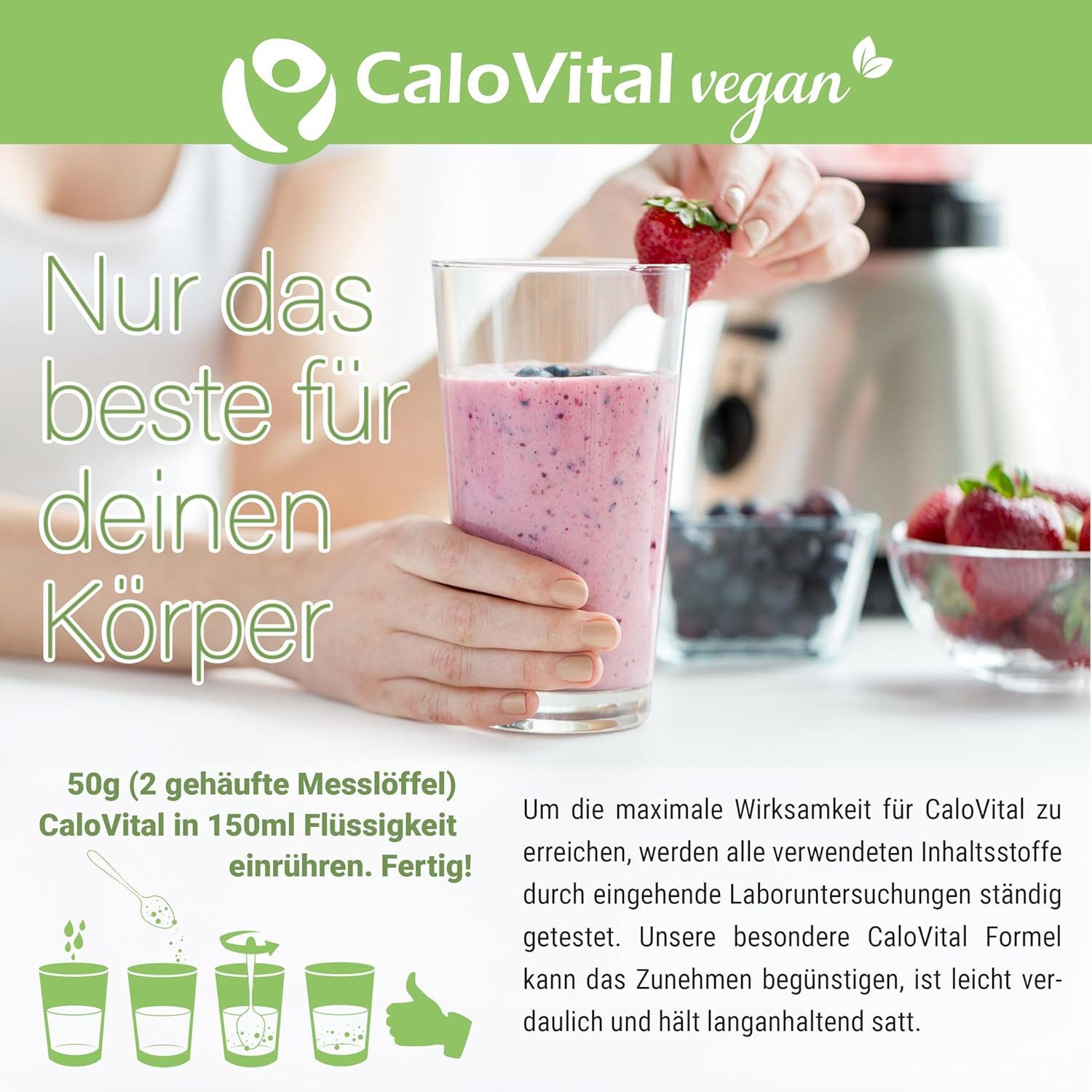 CaloVital Zunehmen Hochkalorische Trinknahrung Vegane Kalorien CaloVital 500g Pulver, 1,00 St.