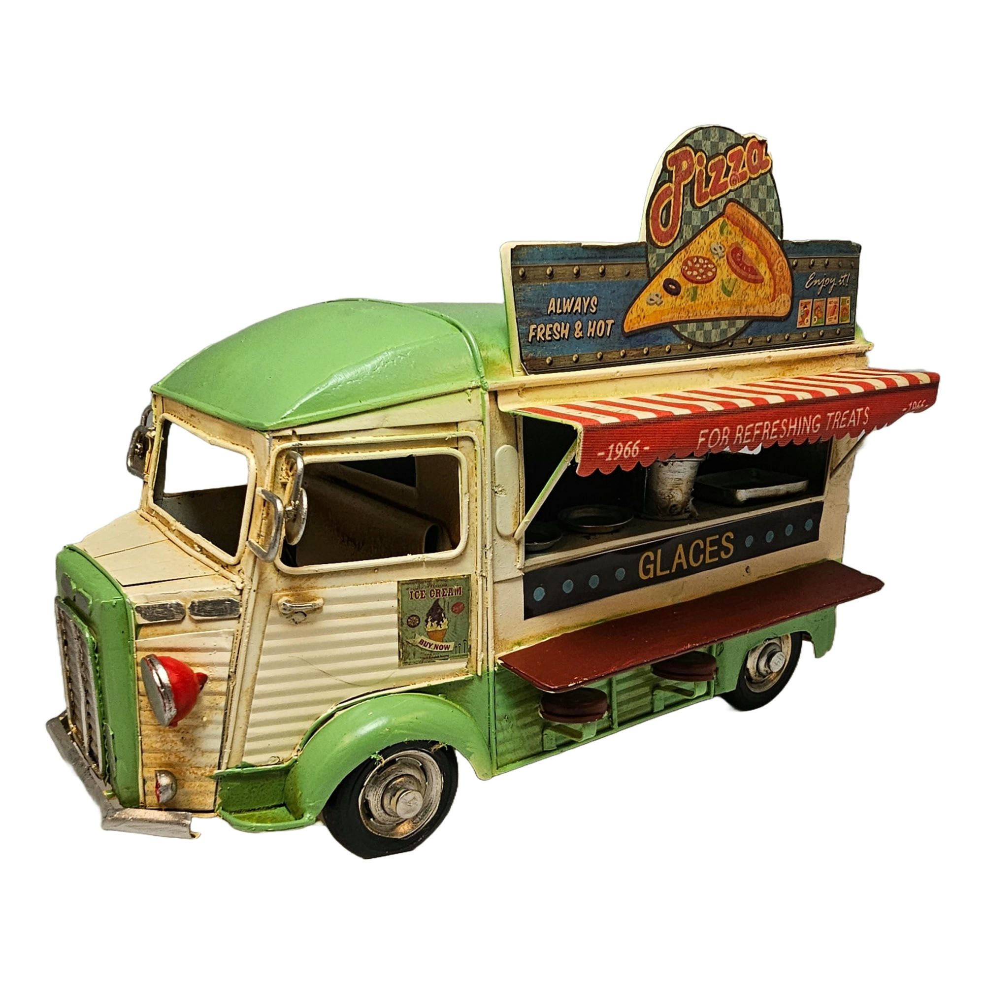 Dynasun Modellauto Car 2004E-8355, (1-tlg), Fast-Food Truck Fast-Food Shop 28cm Vintage LKW Truckmodell