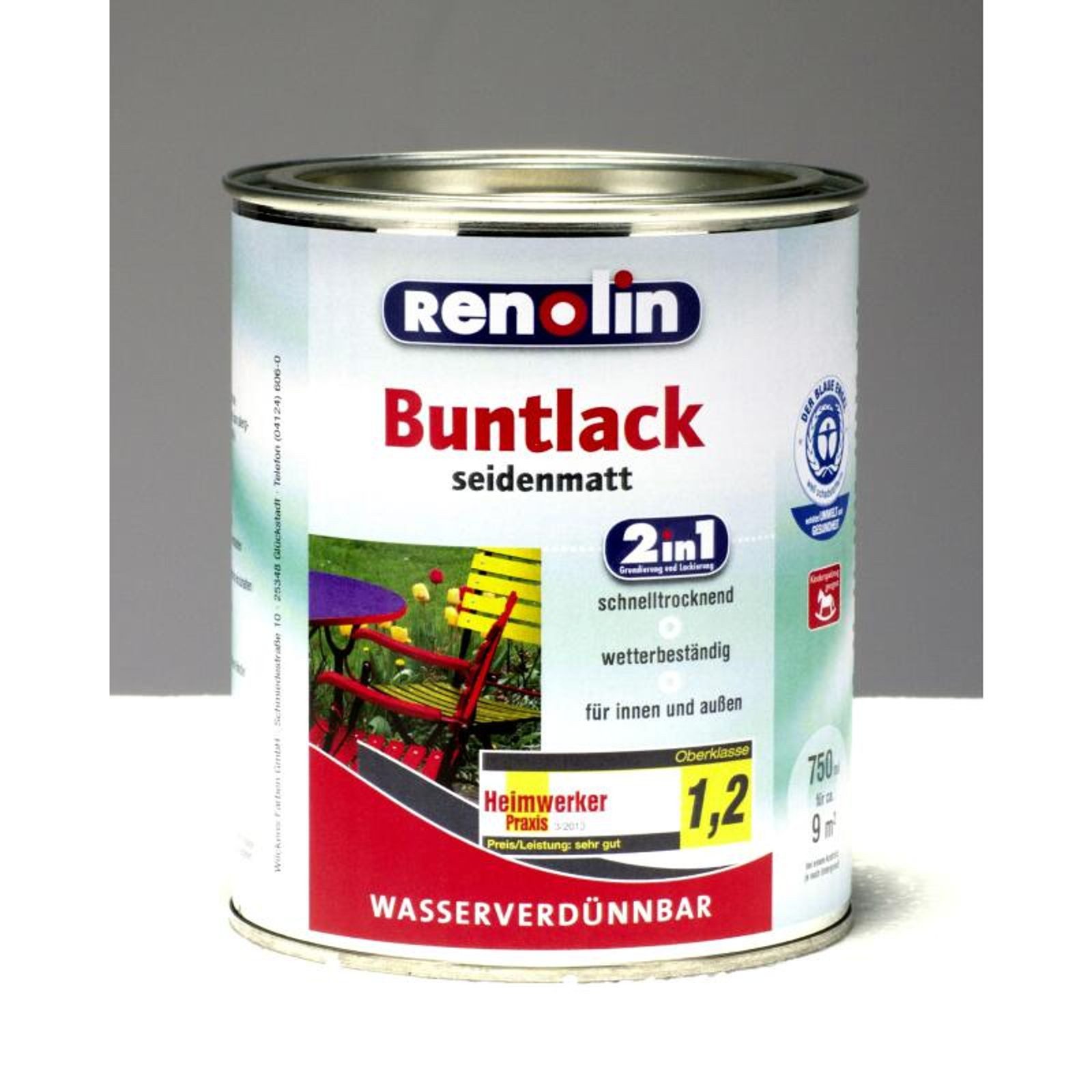 Wilckens Farben Vollton- und Abtönfarbe 3x Renolin Buntlack 750ml Lichtgrau Matt Dekoration Grundierung Farbe