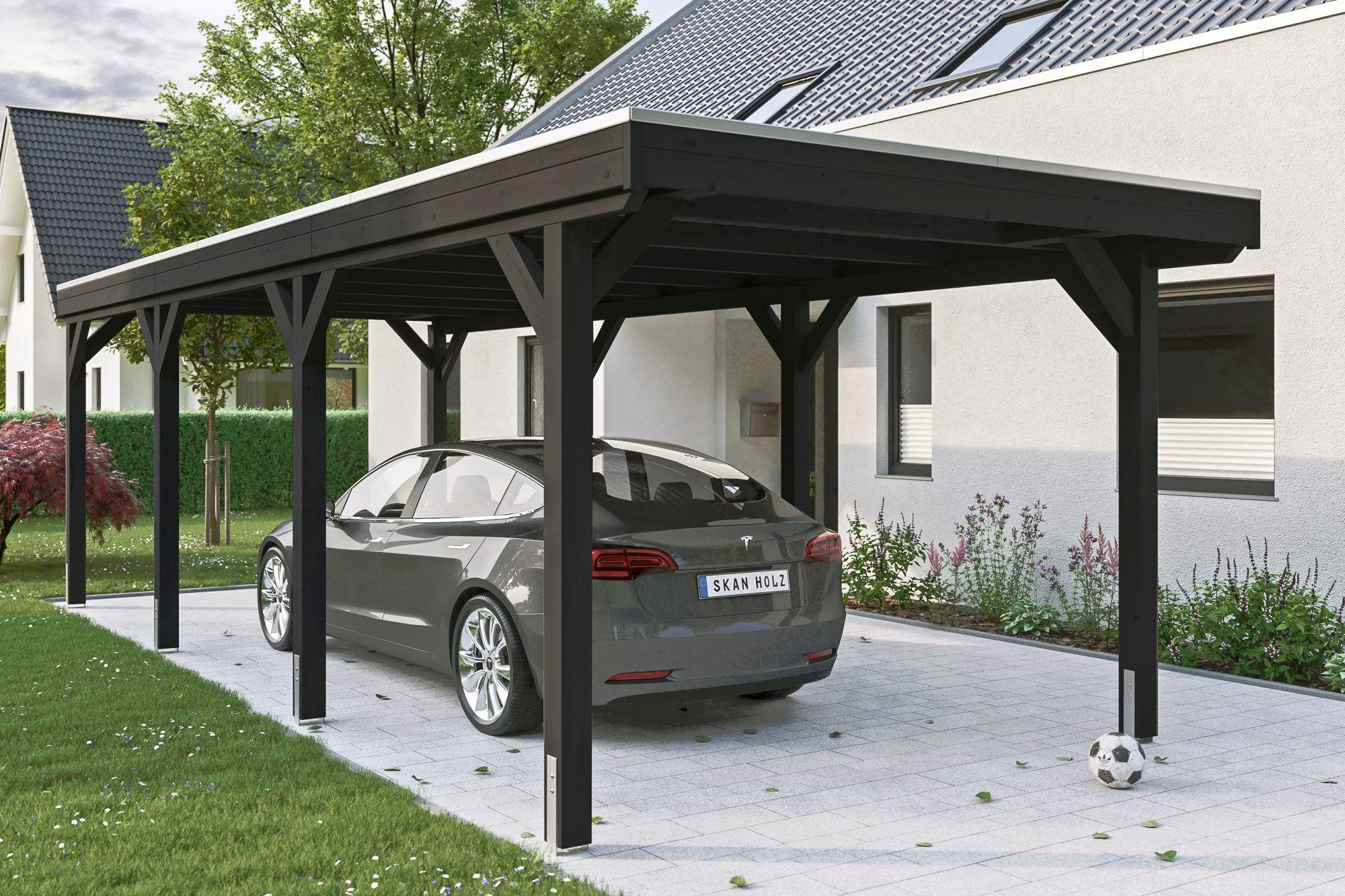 Skanholz Einzelcarport Grunewald, BxT: 321x796 cm, 243 cm Einfahrtshöhe