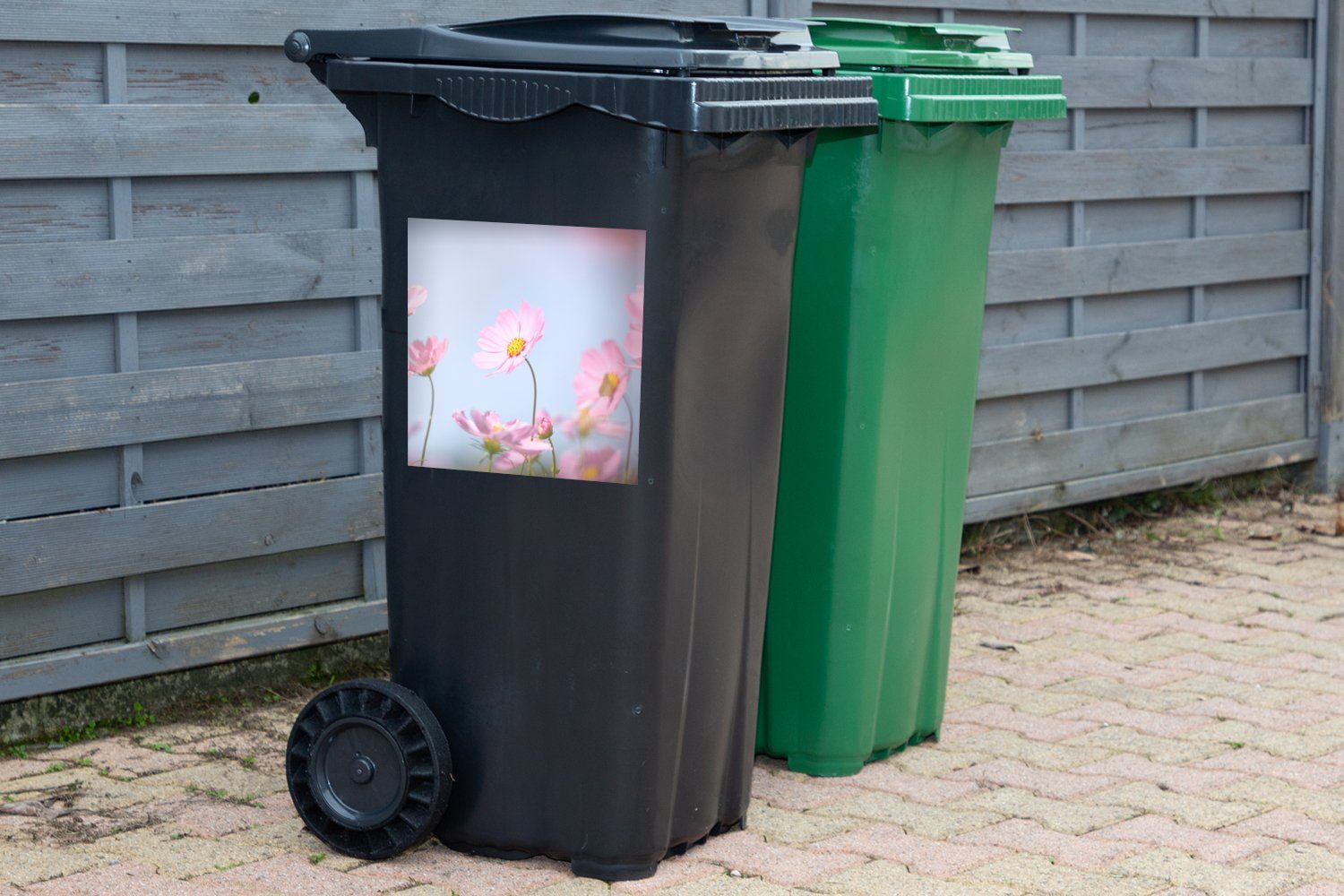 Rosa (1 Natur Container, St), Sticker, Blumen - MuchoWow Mülltonne, Abfalbehälter Mülleimer-aufkleber, Wandsticker - Draußen -
