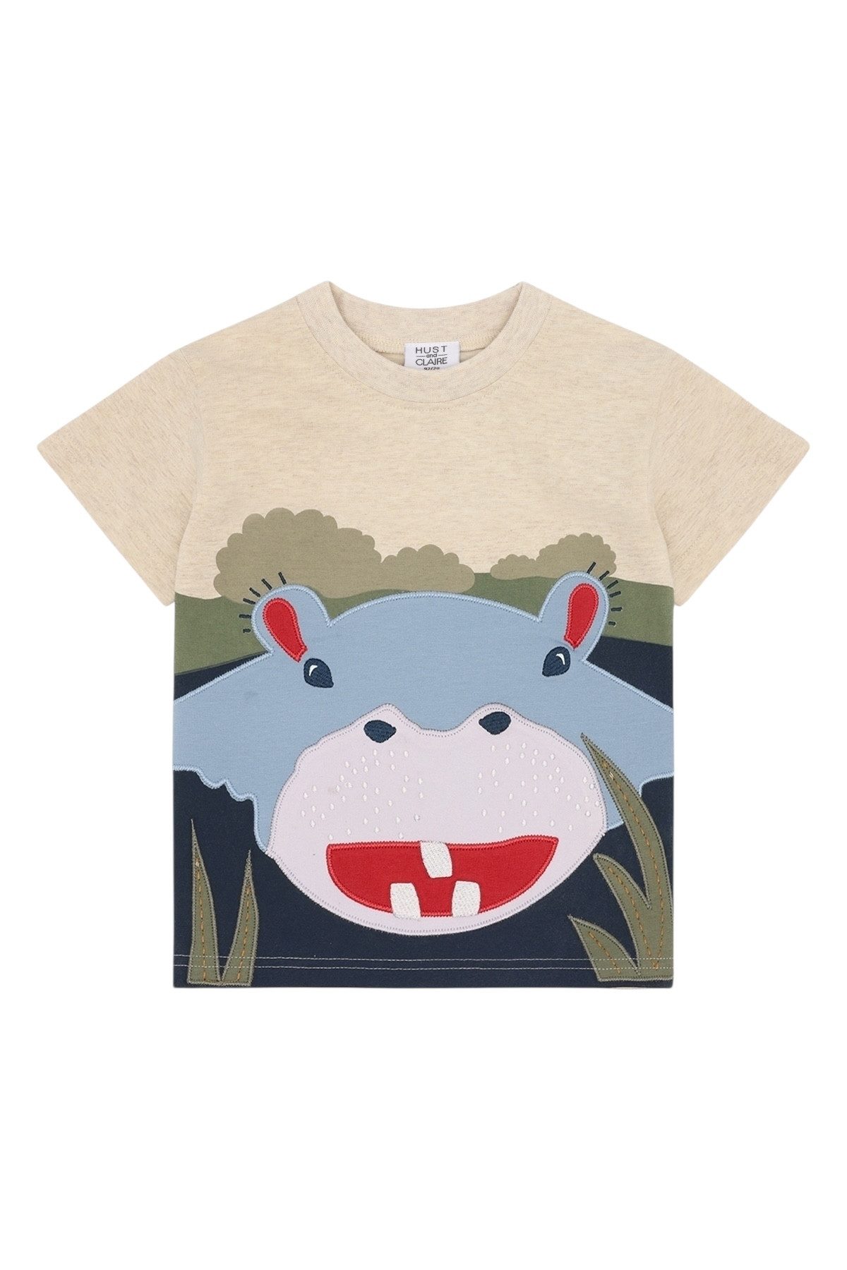 Hust & Claire T-Shirt Anton Hippo (1-tlg) Jungen T-Shirt „Anton Hippo“ mit Nilpferd-Motiv – Farbe Wheat Melange