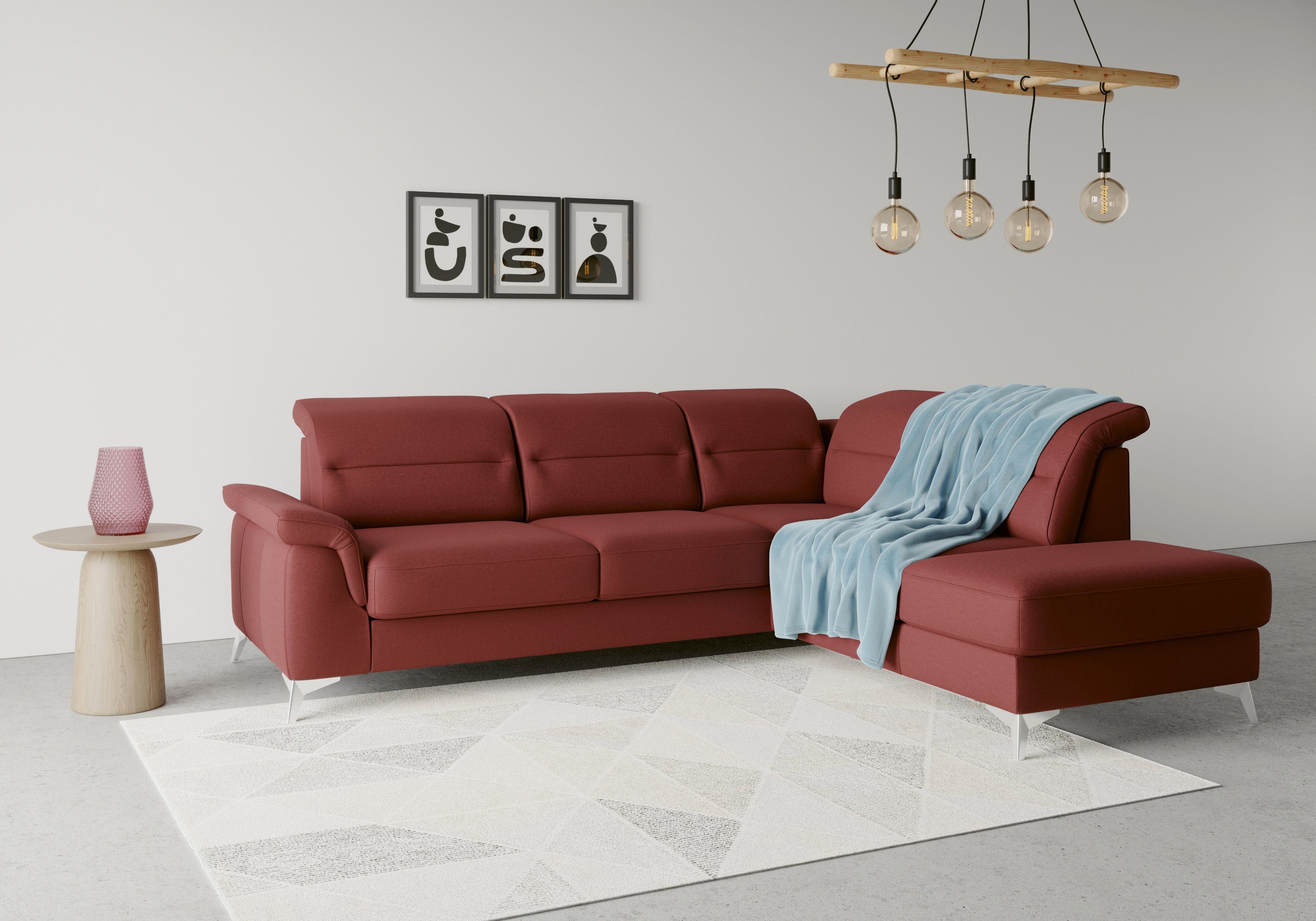 Sinatra, optional mane, Kopfteilverstellung Ecksofa mit sit&more und mit Armteilfunktion