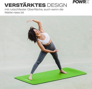 POWRX Yogamatte Gymnastikmatte inkl. Trageband + Tasche + GRATIS E-Book, Grn 190 X 60 X 1.5 Cm