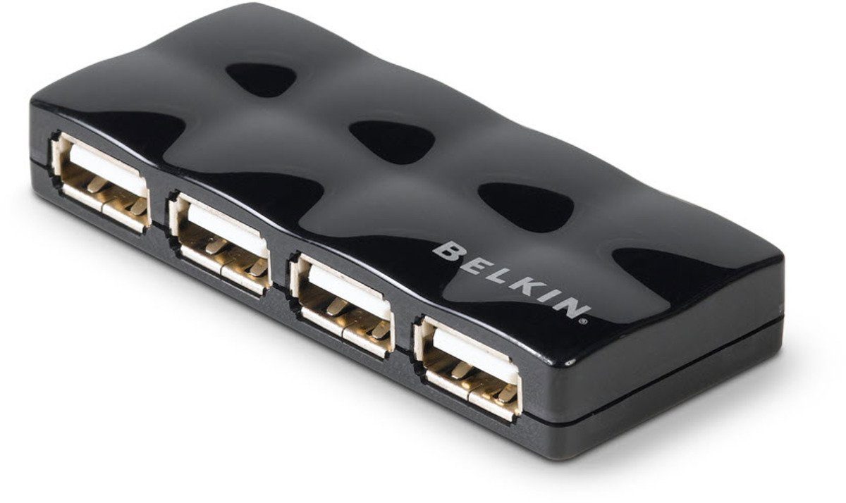 Image of Belkin »USB 2.0 Quilted Hub, 4 Ports, EU Power Supply« Adapter zu USB 2.0 Mini-B, Hub