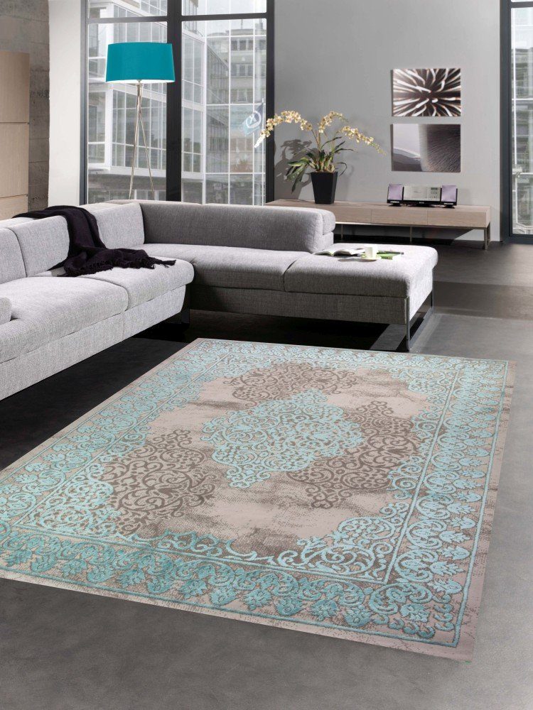 Carpetia Teppich Teppich Wohnzimmerteppich Ornamente Vintage türkis grau, r günstig online kaufen