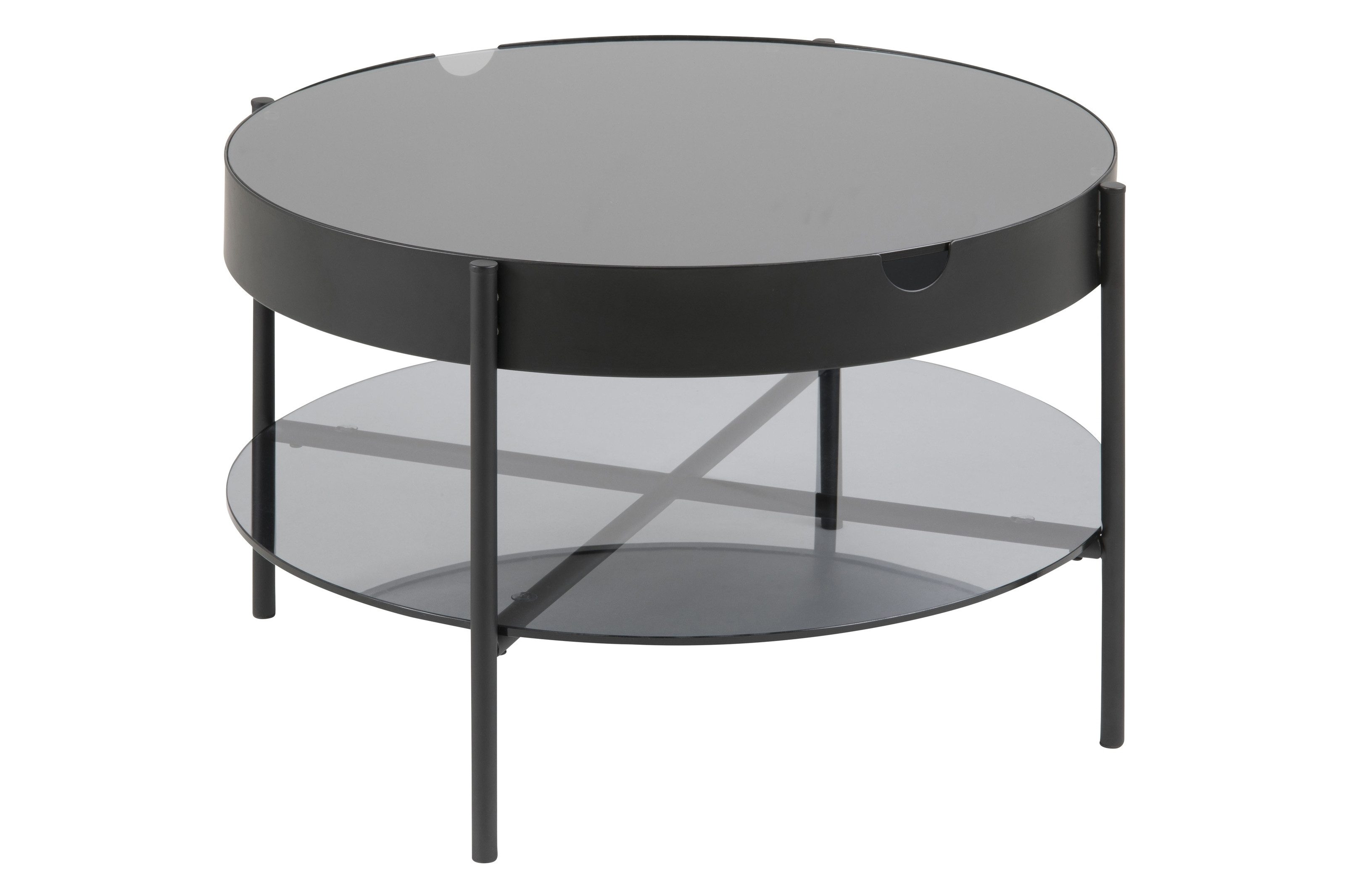 Couchtisch in Grau, schwarz, Glas, Stahl - 45x75cm (HxD)
