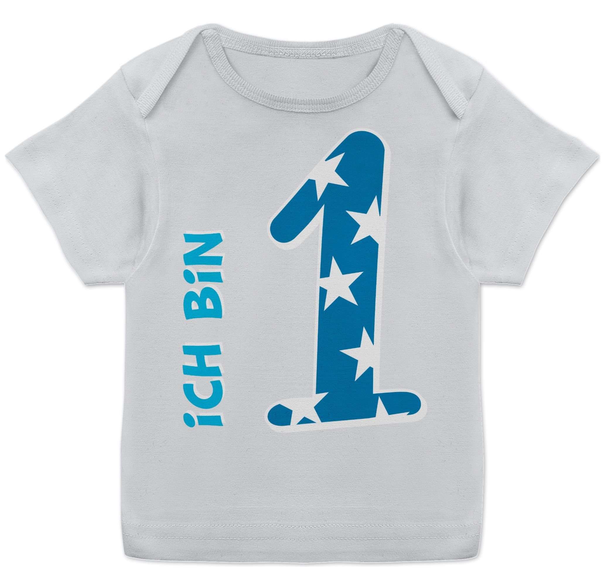 Shirtracer Ich Bin 1 Blau Junge Erster Geburtstag Baby Baby Body Kurzarm für Jungen und Mädchen