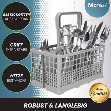 McFilter Besteckkorb Universal passend für AEG MIELE SIEMENS BOSCH ZANKER NEFF, (2-tlg., Korb, Griff), bruchsicheres Kunststoff, abnehmbarer Griff, für Geschirrspüler