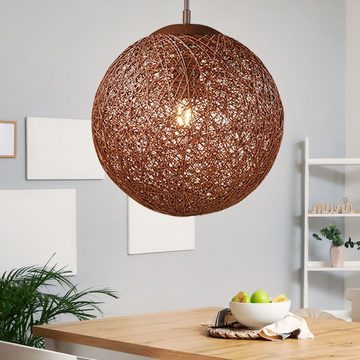 etc-shop Kugelleuchte, Leuchtmittel nicht inklusive, Hängelampe Korbgeflecht Lampe Rattan hängend Pendellechte Kugel