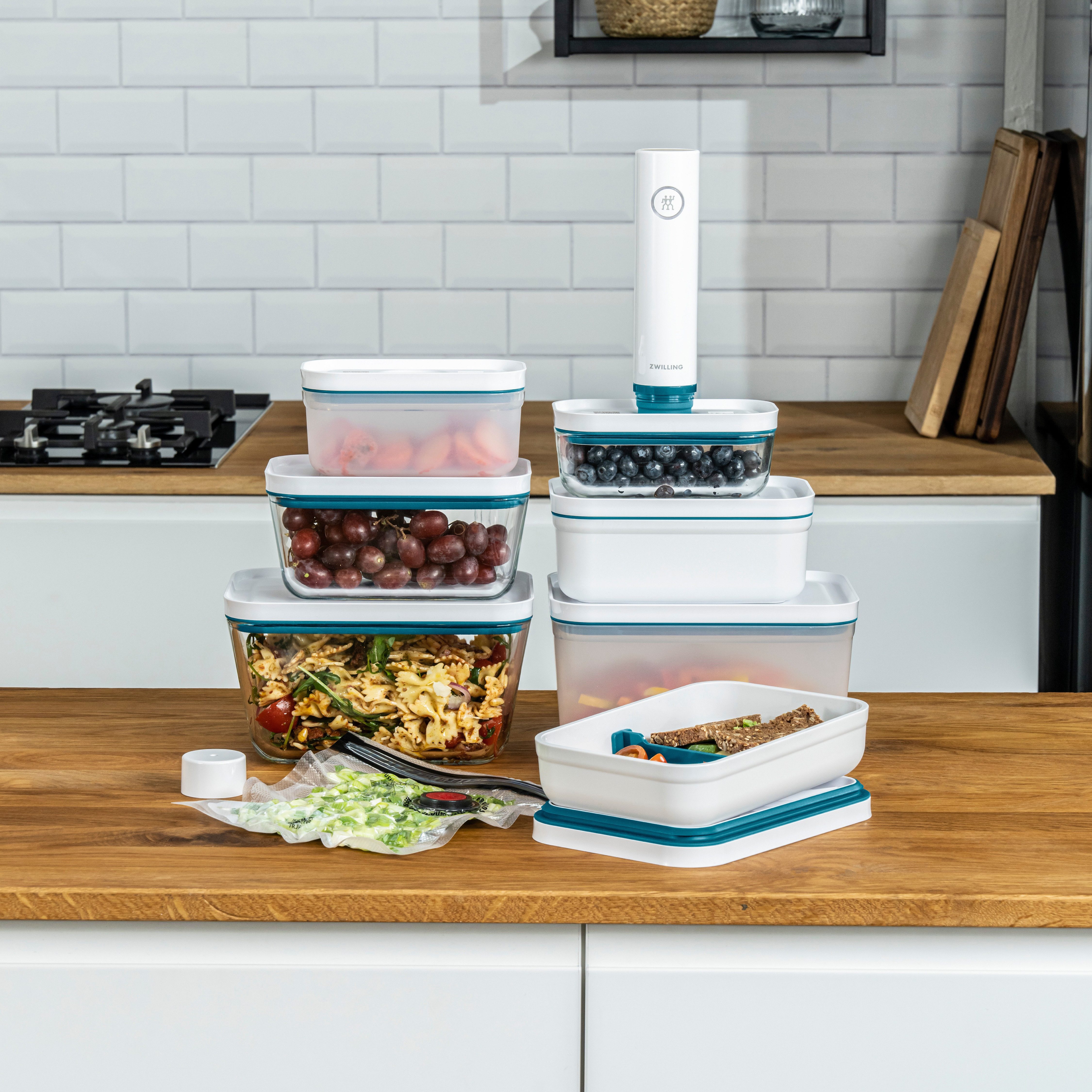 Zwilling Vakuumbehälter Fresh & Save, Borosilikatglas, (Set, 3-tlg), Aufbewahrungsbox, Borosilikatglas, platzsparend ineinander stapelbar