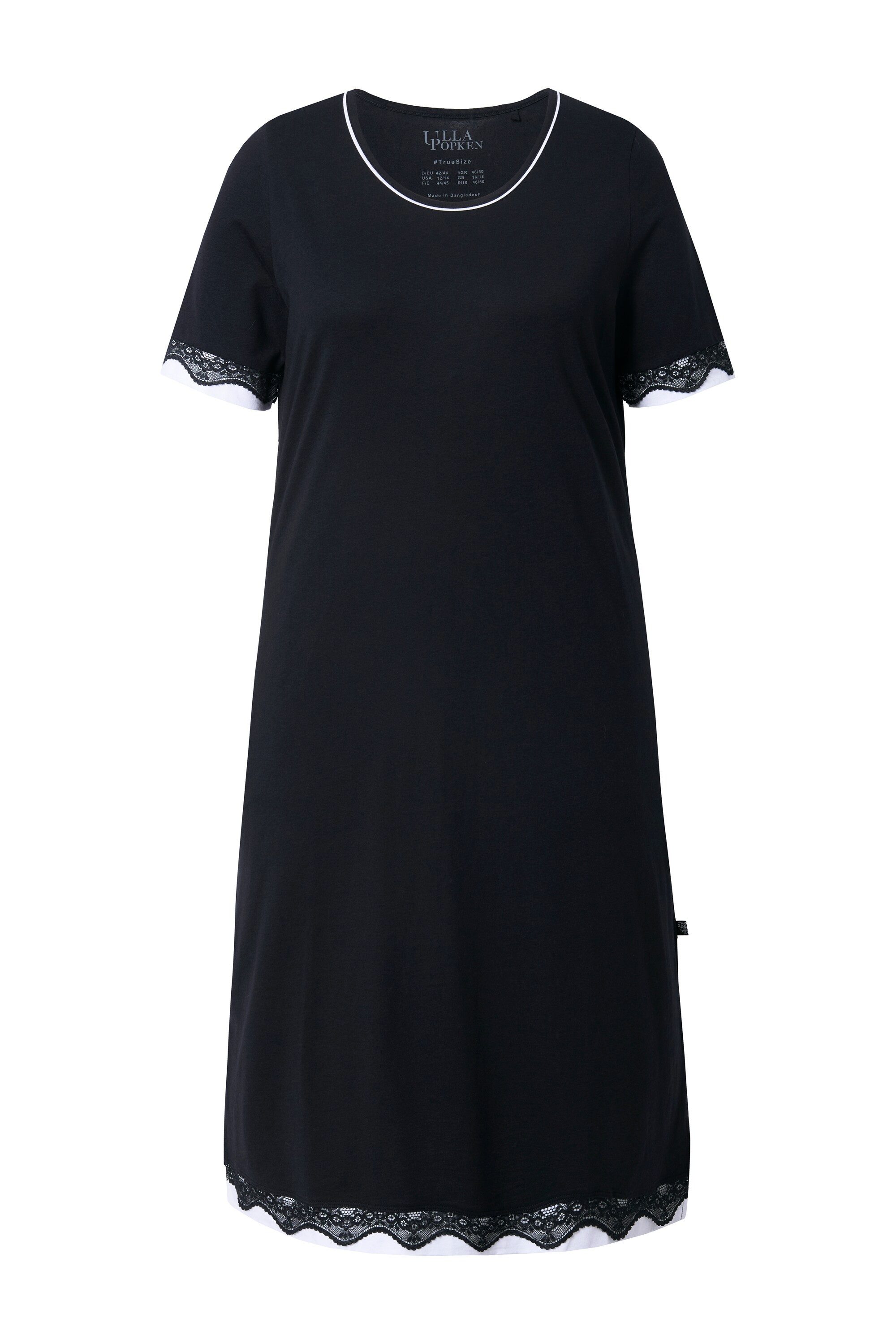 Ulla Popken Nachthemd Nachthemd Spitzenkanten Rundhals Halbarm günstig online kaufen