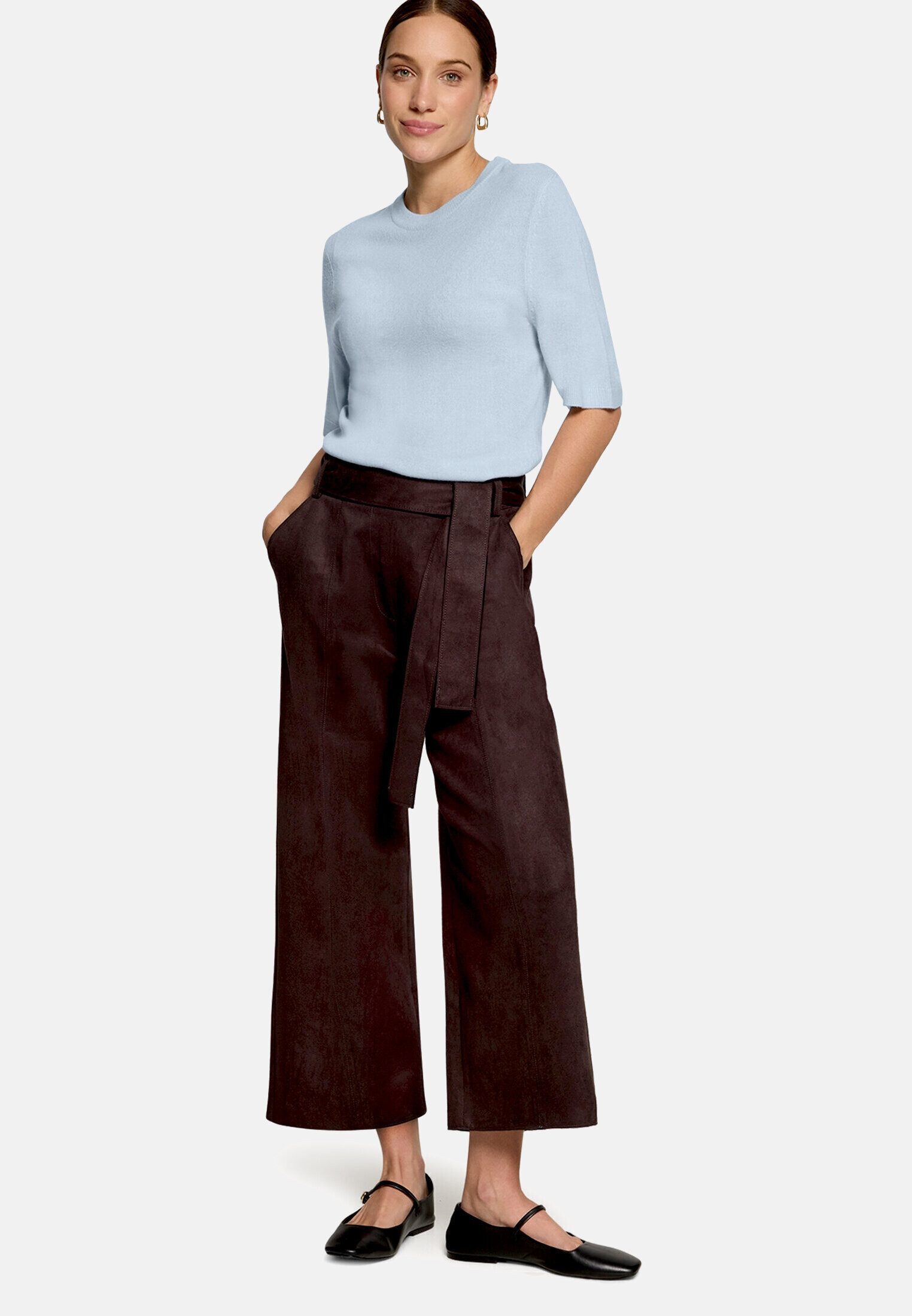 Zero Stoffhose Damen mit Bindegürtel Bindegürtel