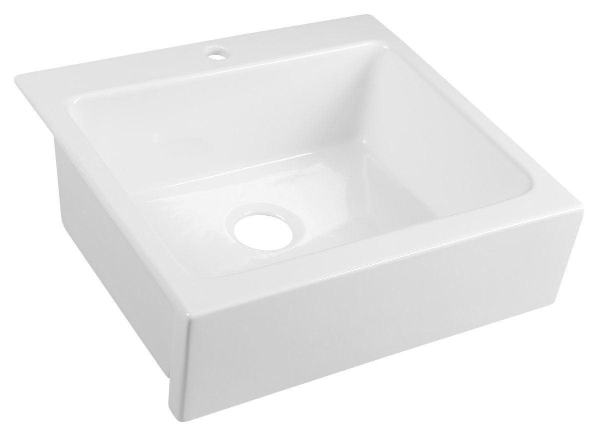 Sapho Küchenspüle ARYA Keramikspüle mit Armaturloch 66x62cm, Weiß, Rechteck, 65,5/62 cm, Sapho-50166