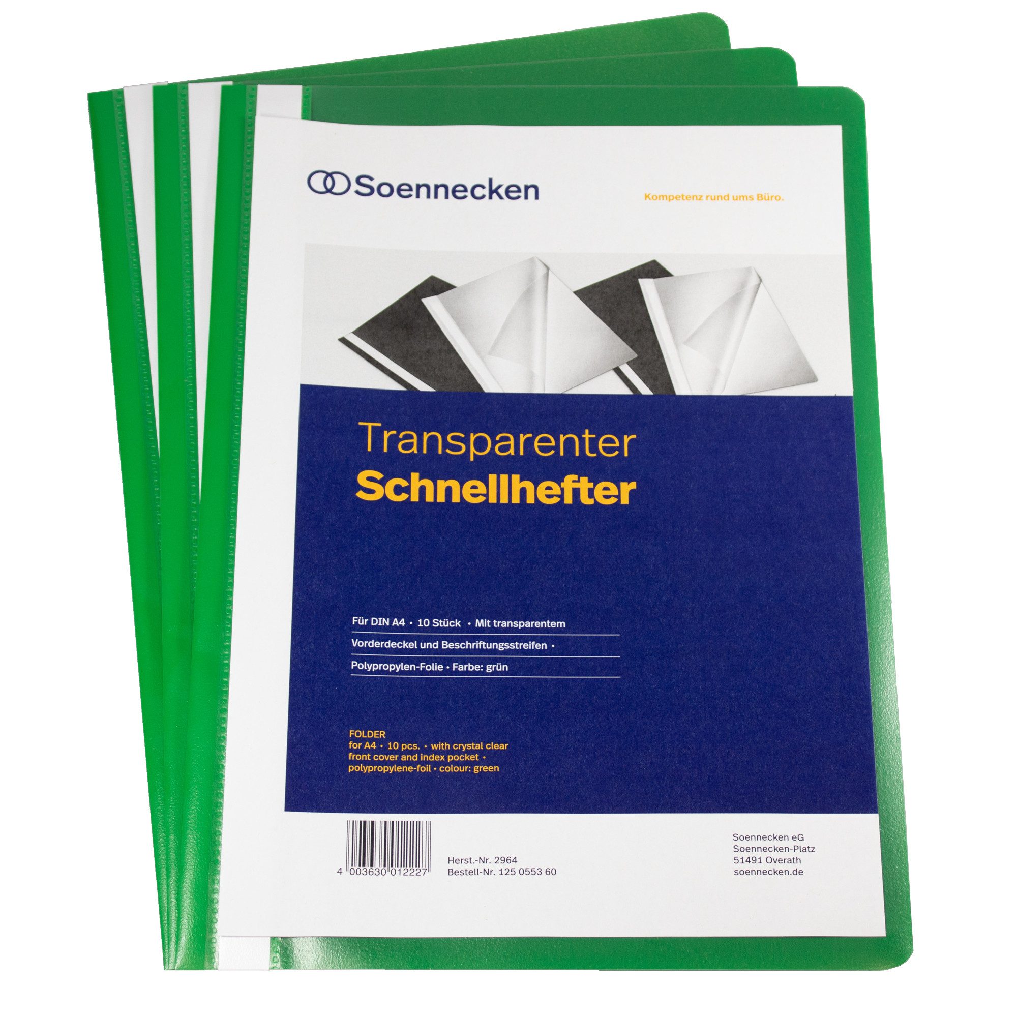 Soennecken Hefter Schnellhefter 2964 DIN A4 PP grün 10 Stück (10 Stück)
