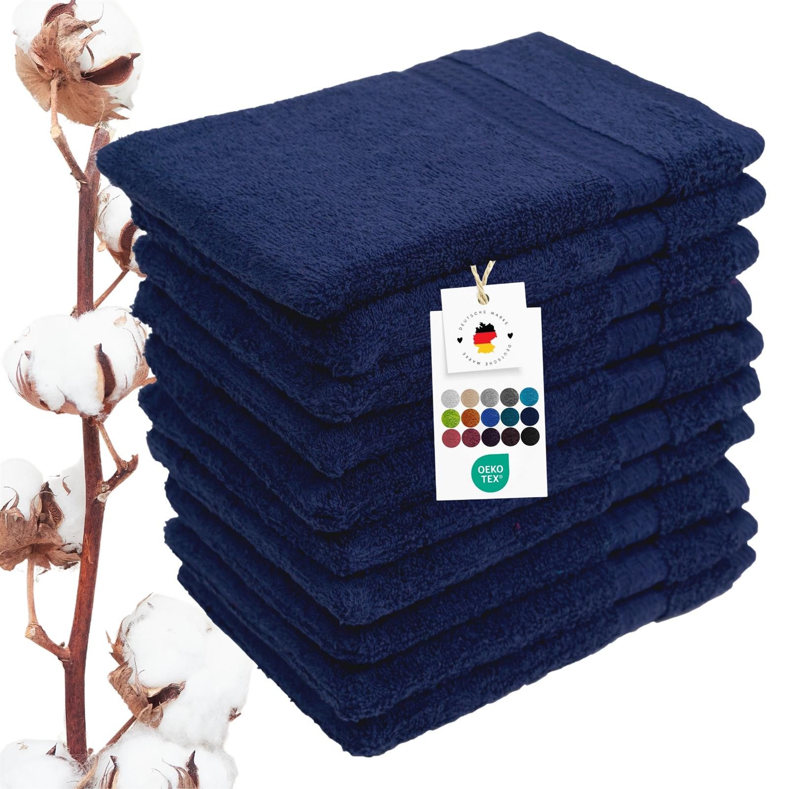 Carpe Sonno Waschhandschuh Waschlappen 10er Set Baumwolle Frottee Gesicht Körper Weich Saugstark, Frottier (Spar-Set, 10-St), 500 g/m² Handwaschlappen mit Aufhängeschlaufe Erwachsene Kinder Baby