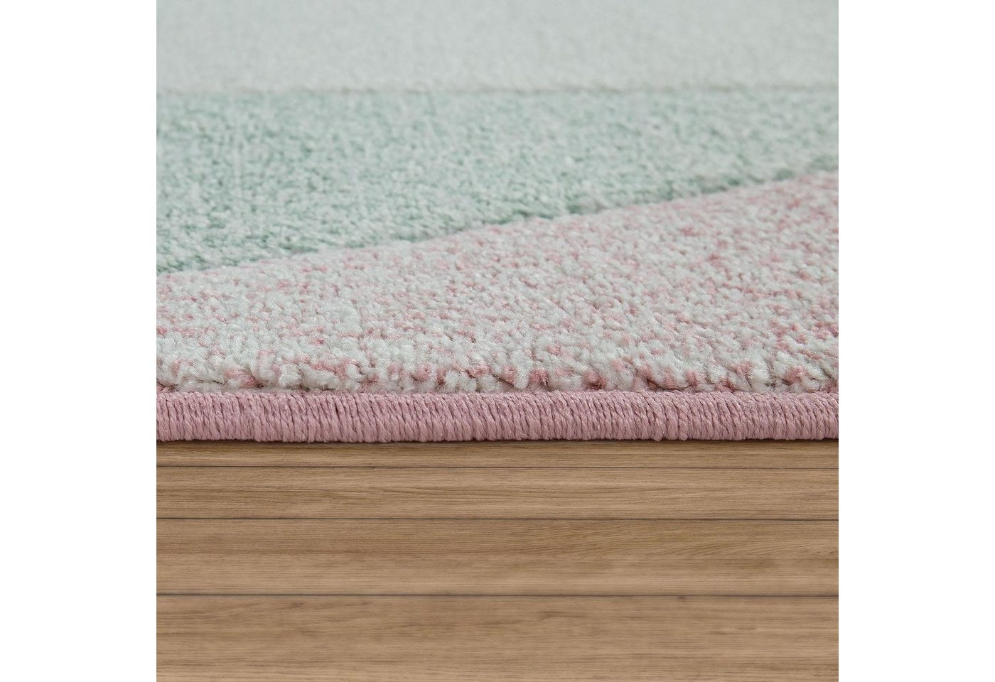 Teppich »Mia 300«, Paco Home, rechteckig, Höhe 17 mm, Kurzflor, Uni-Farben mit Bordüre, Pastell-Farben, ideal im Flur & Schlafzimmer-kaufen