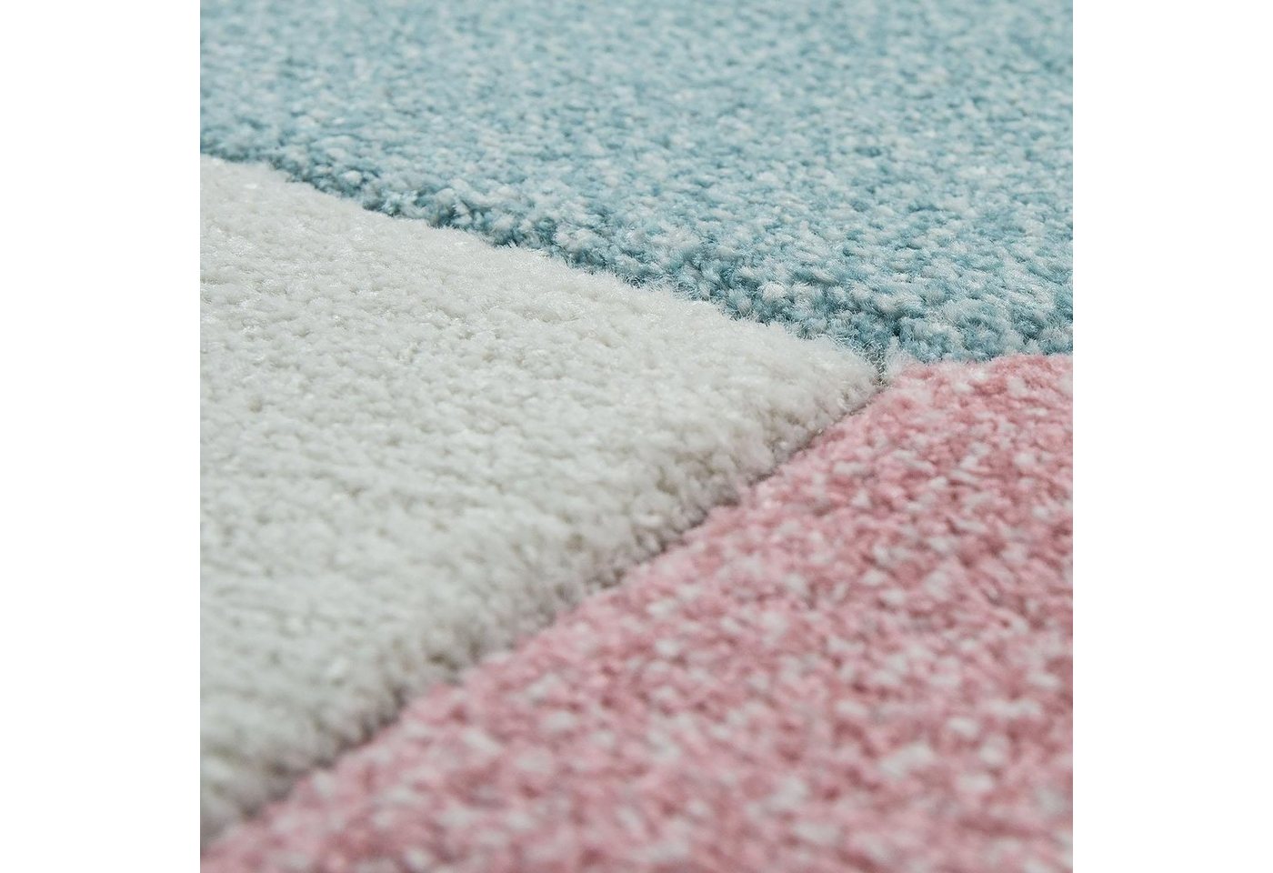 Teppich »Mia 300«, Paco Home, rechteckig, Höhe 17 mm, Kurzflor, Uni-Farben mit Bordüre, Pastell-Farben, ideal im Flur & Schlafzimmer-HomeTrends
