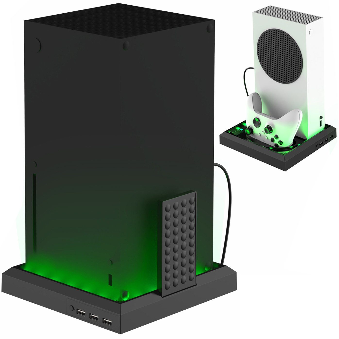 HYTIREBY Mehrfarbiger Konsolenständer mit LED-Licht (Xbox Series X/S) Zubehor für Xbox Contoller (Xbox Series X/S Konsole mit buntem Lichtstreifen)