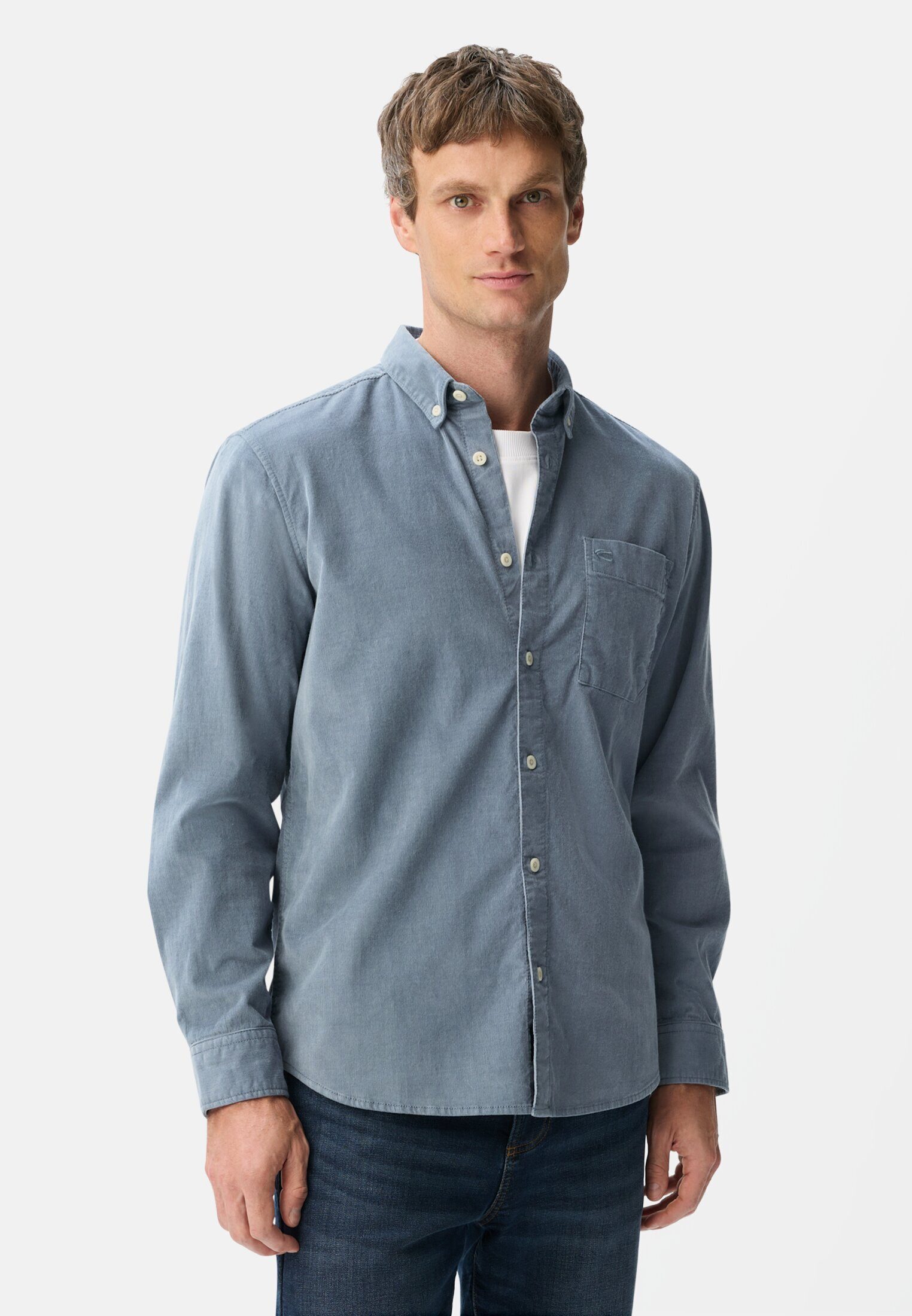 camel active Langarmhemd mit 2-Wege Stretch Langarm Button-Down