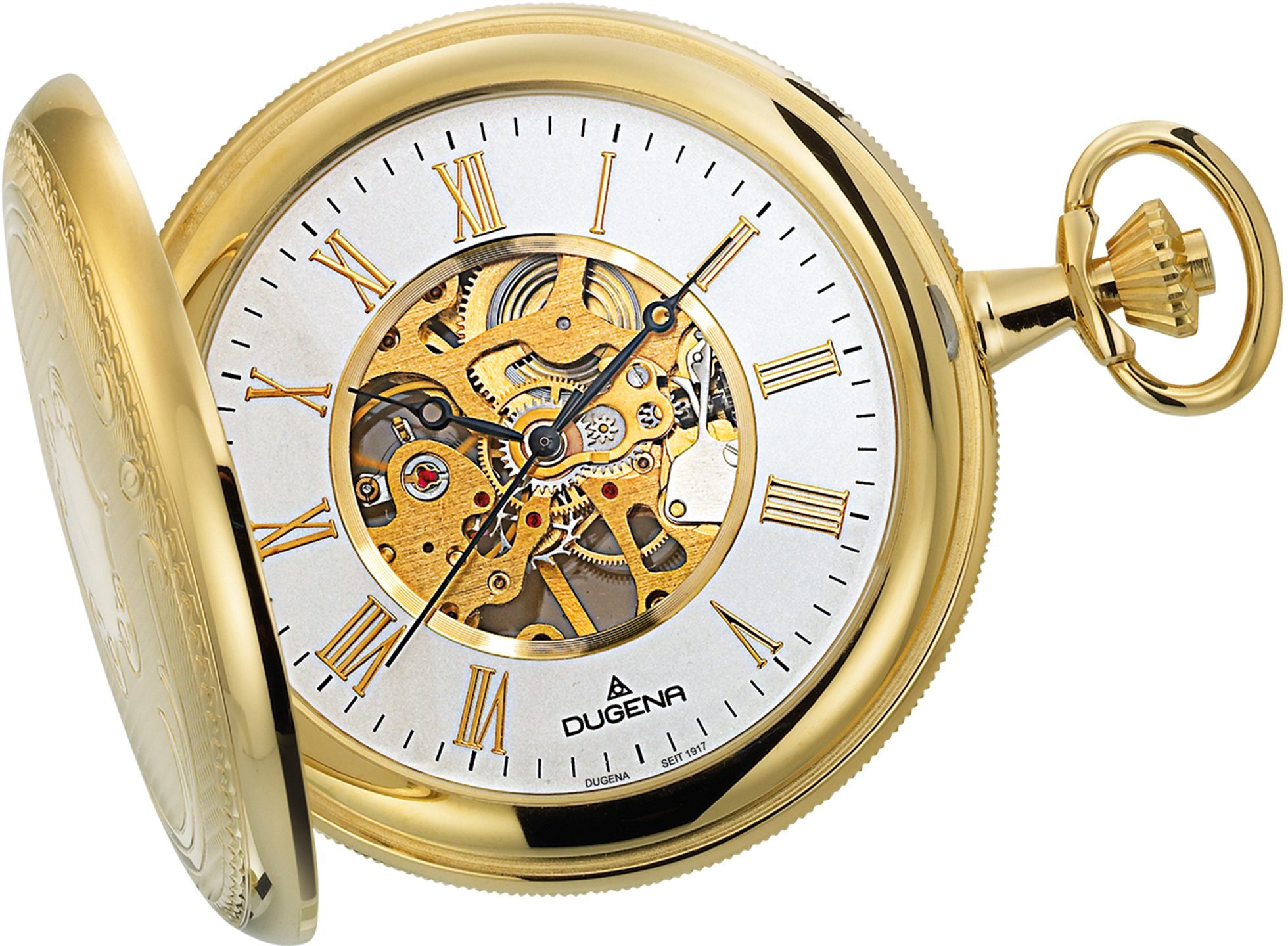 Dugena Taschenuhr Savonette Handaufzug, 4460307-1, (Set, 2-tlg., inklusive Kette), Herrenuhr, Handaufzug