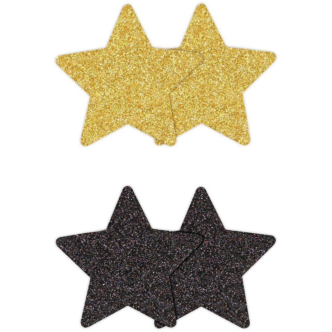 Sterne gold NS Novelties Paar 2 Nippelpasties Glitzer - Nippelsticker schwarz, Brustwarzenabdeckung