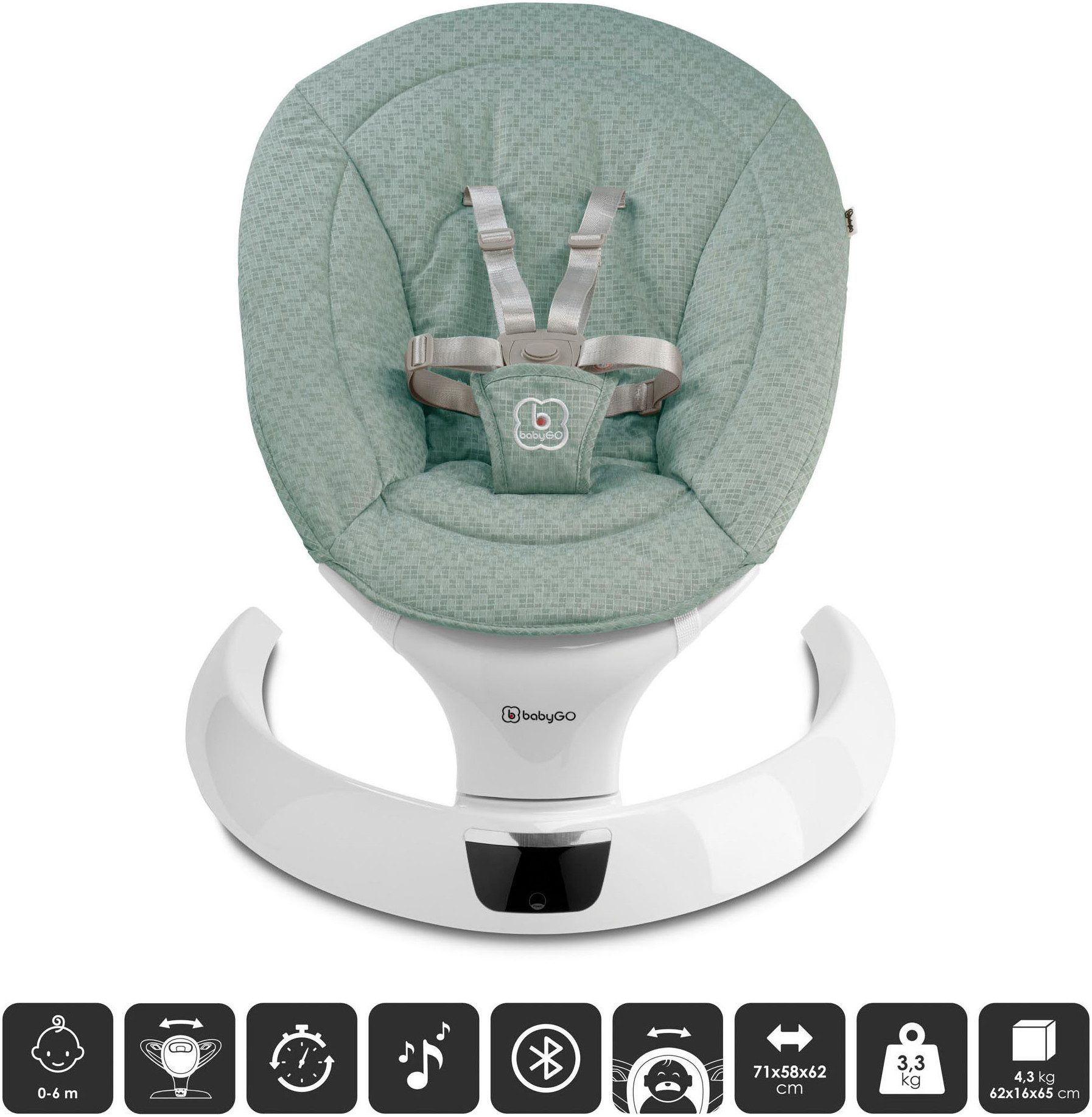BabyGo Babywippe Swing, mit Fernbedienung, Musik, Schaukelfunktion