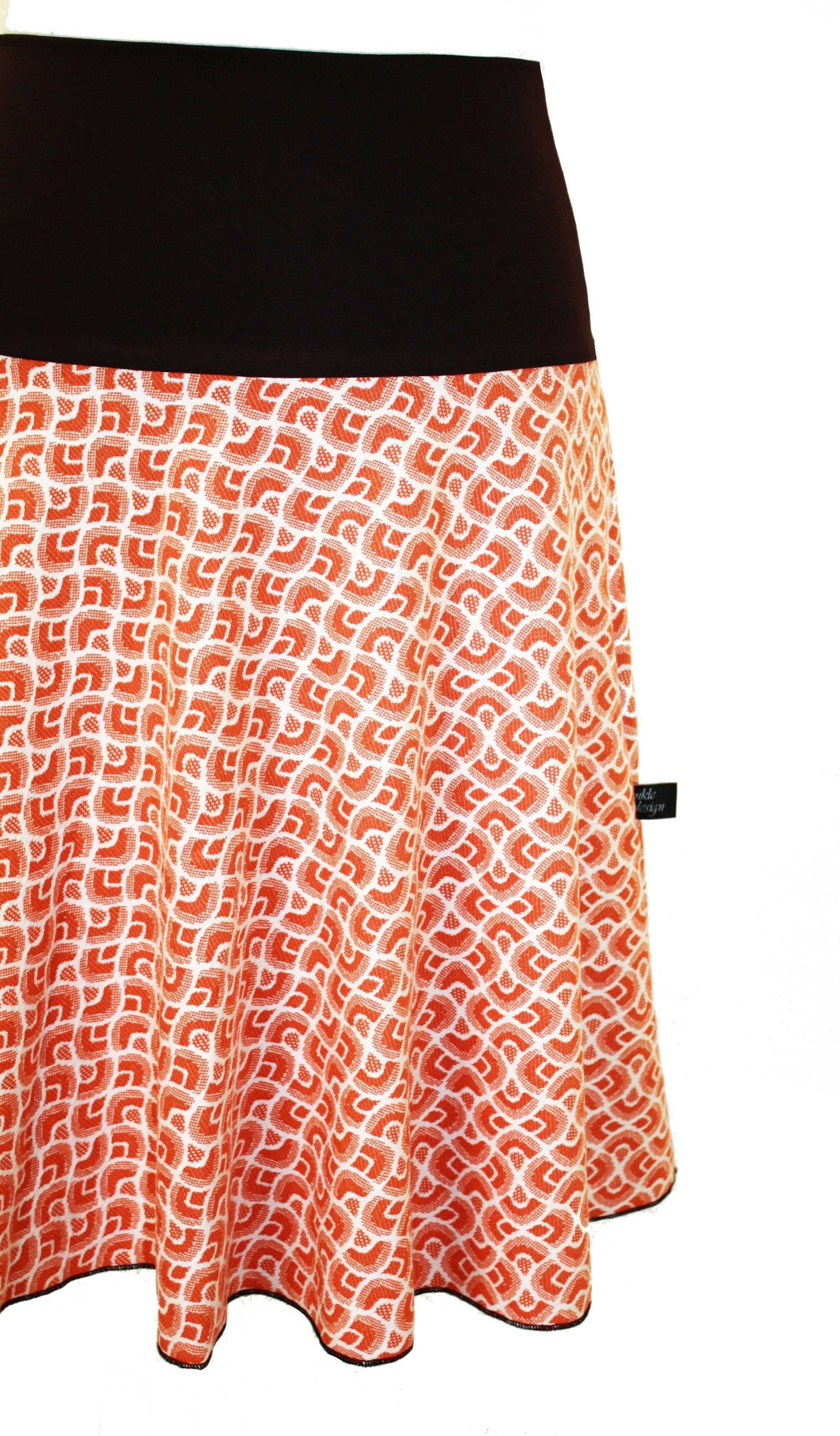 dunkle design Strickrock A-Linie Terra Braun Jacquard 57cm elastischer Bund