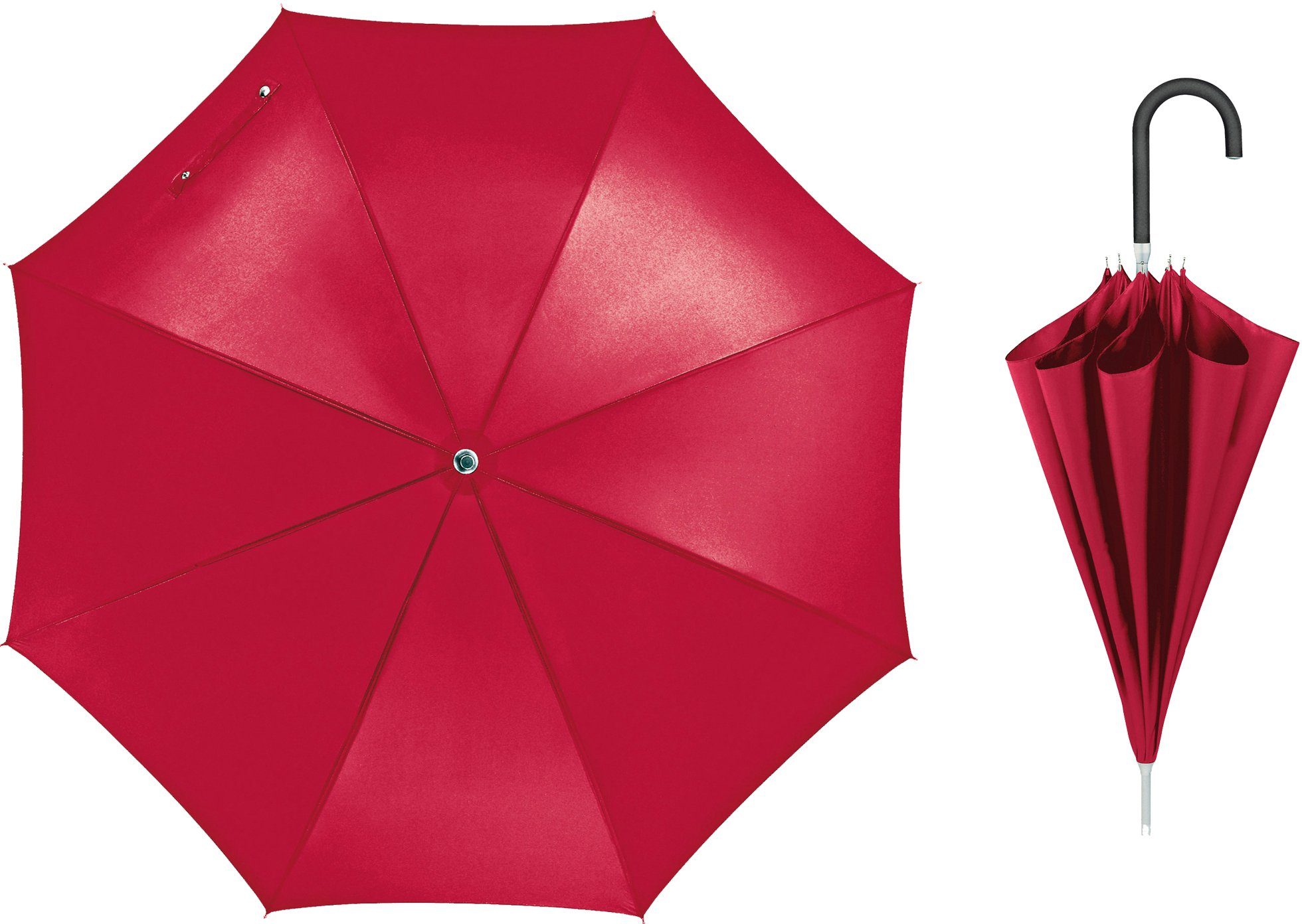 EuroSCHIRM® Stockregenschirm Kompliment, rot, mit bedienungsfreundlichem, tastenlosen Schieber