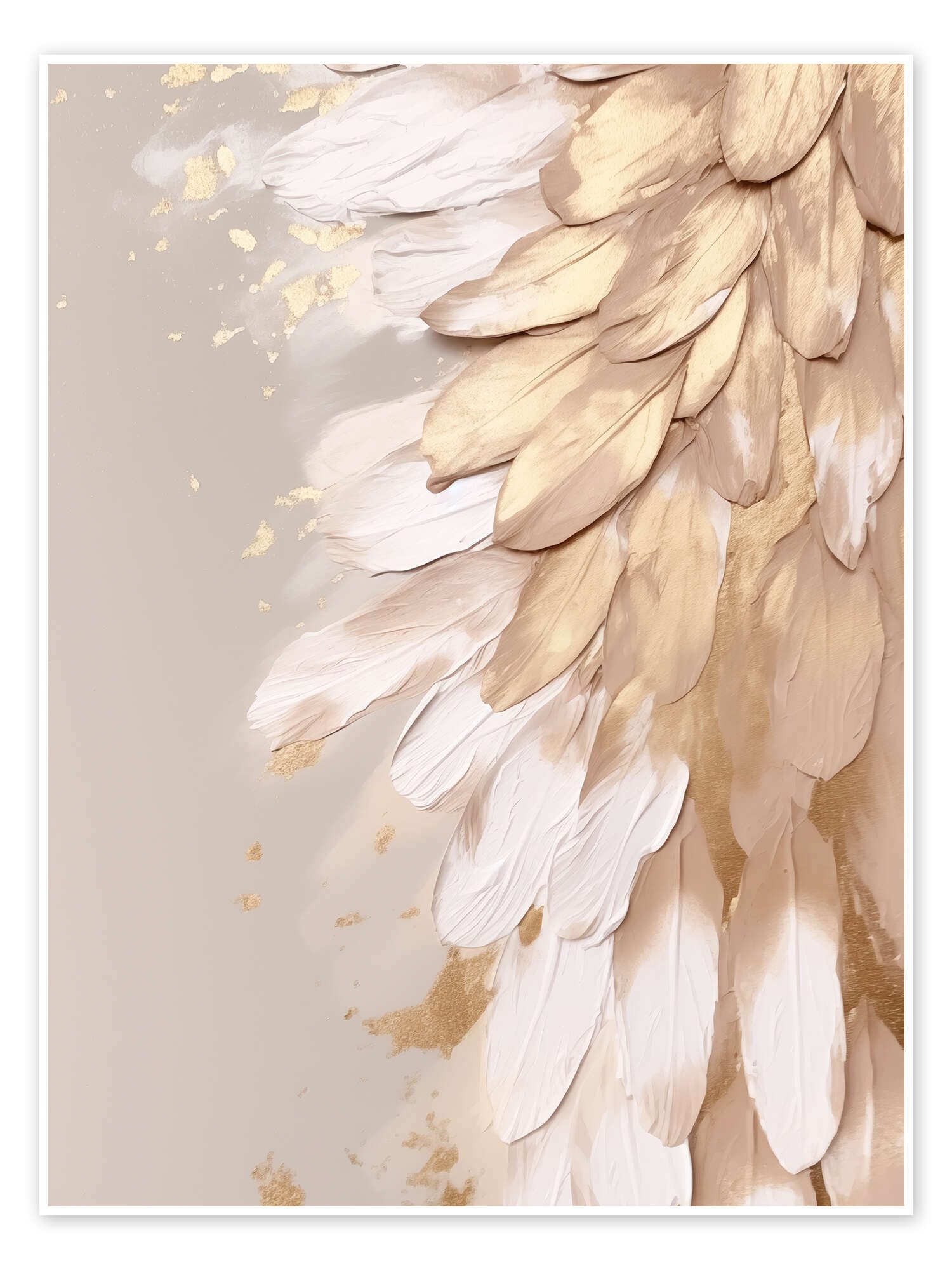 Posterlounge Wandbild Halo Feathers in Gold II, Bella Eve, erhältlich als Poster, Leinwandbild, Wandsticker oder Acrylglasbild