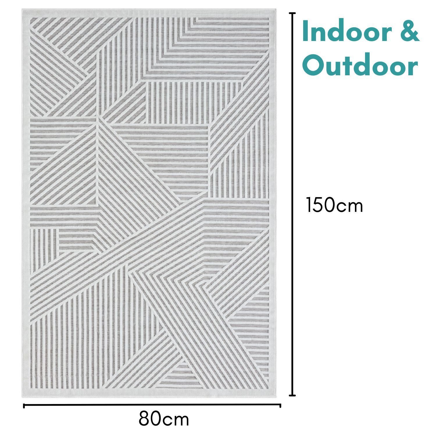 Wohnando Teppich MY-RUG Outdoor-Teppich "Audrey" 150x80 cm, grau, rechteckig, Höhe: 8 mm, mit schlichtem Hoch-Tief-Design