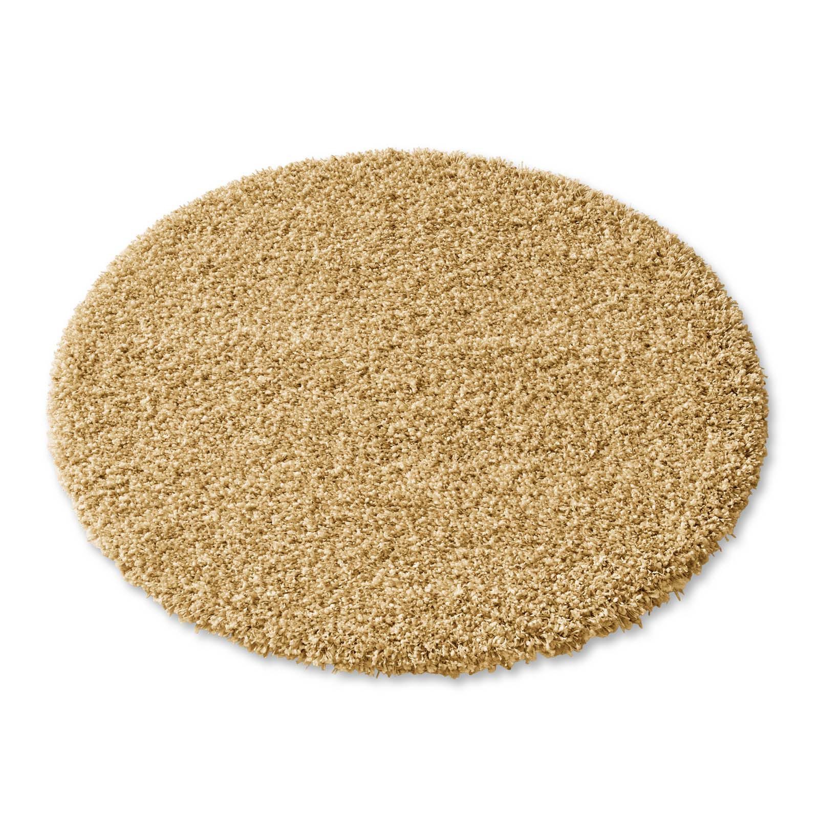TaCa Home Langflor-Teppich Shaggy Teppich Langflor, rund, Höhe: 60 mm, Schlafzimmer Kinderzimmer Wohnzimmer, gold - 200 x 200 cm rund