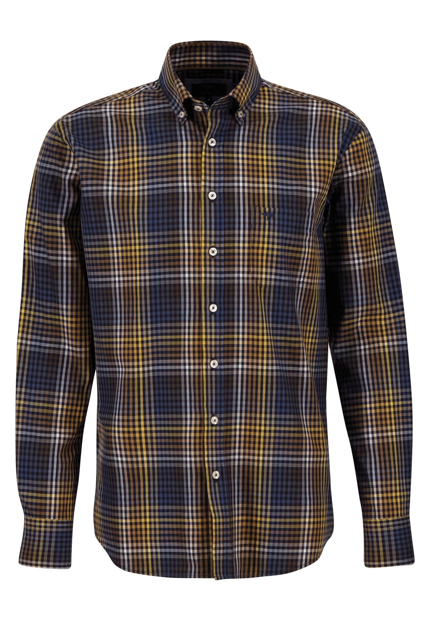 FYNCH-HATTON Button-down-Kragen navy Langarmhemd mit