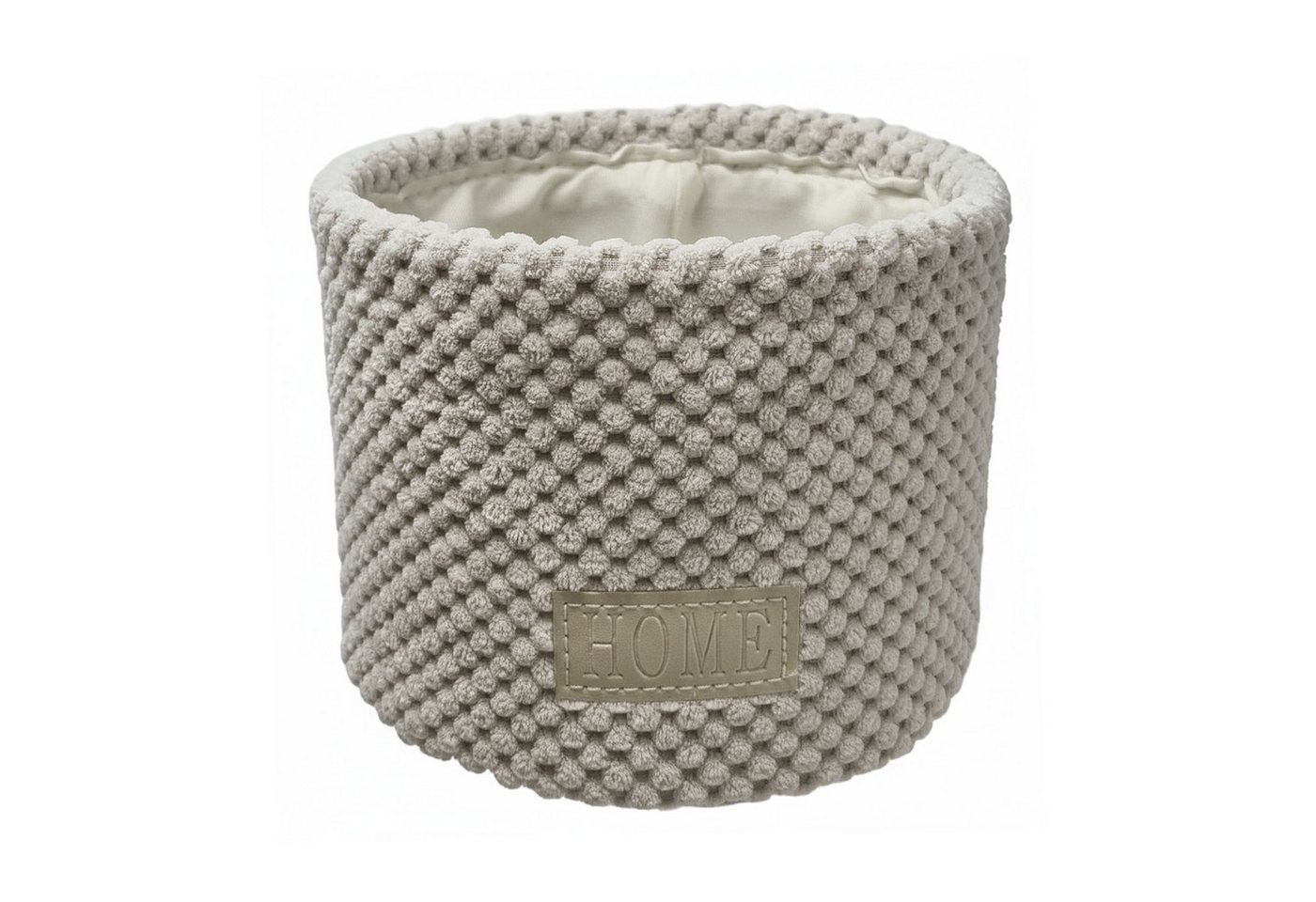 B&S Aufbewahrungskorb Korb / H 12 x Ø 16 cm / Strickmuster / hellbeige / Rund