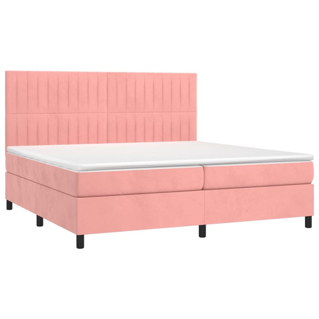 Bett Boxspringbett mit Matratze & LED Rosa 200x200 cm Samt